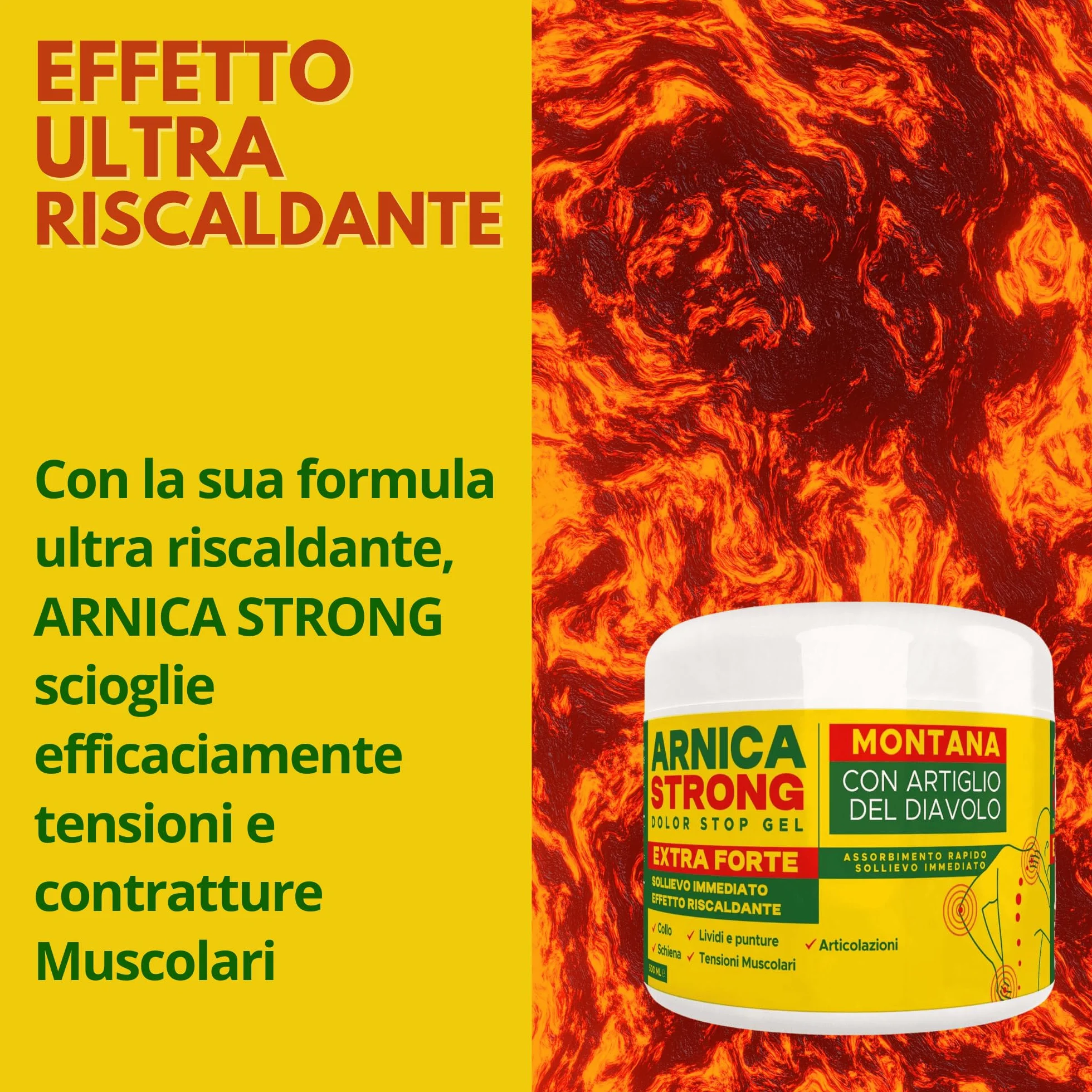 Arnica gel Forte - Arnica Per Cavalli Uso Umano 99% e Artiglio Del Diavolo forte crema riscaldante muscoli sportiva per massaggio cervicale e lombare-ImmunoSTRONG