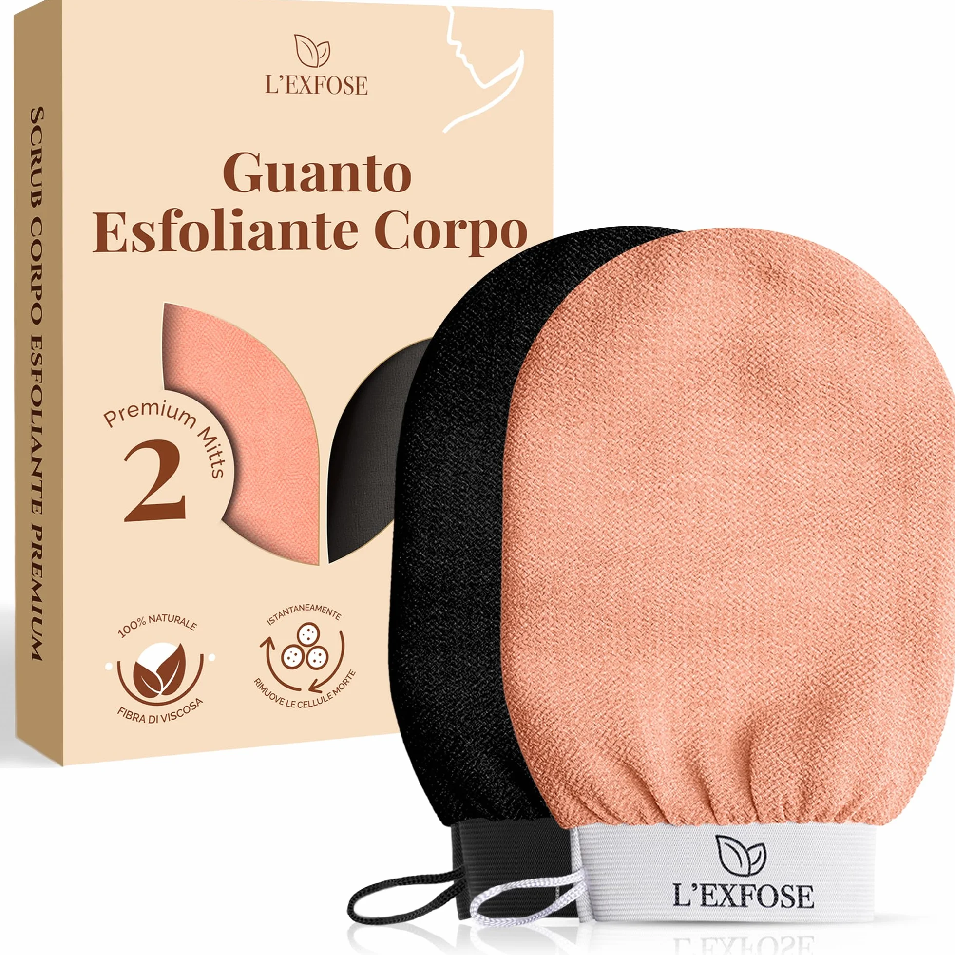 L'Exfose guanto esfoliante corpo in viscosa kessa scrub - rimuove cellule morte e idrata