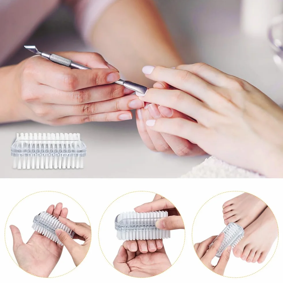 Spazzola per unghie double face, 2 PCS Spazzola Per Unghie, Spazzole per la Pulizia Plastica per Pulizia di mani Delle Unghie, Trasparente