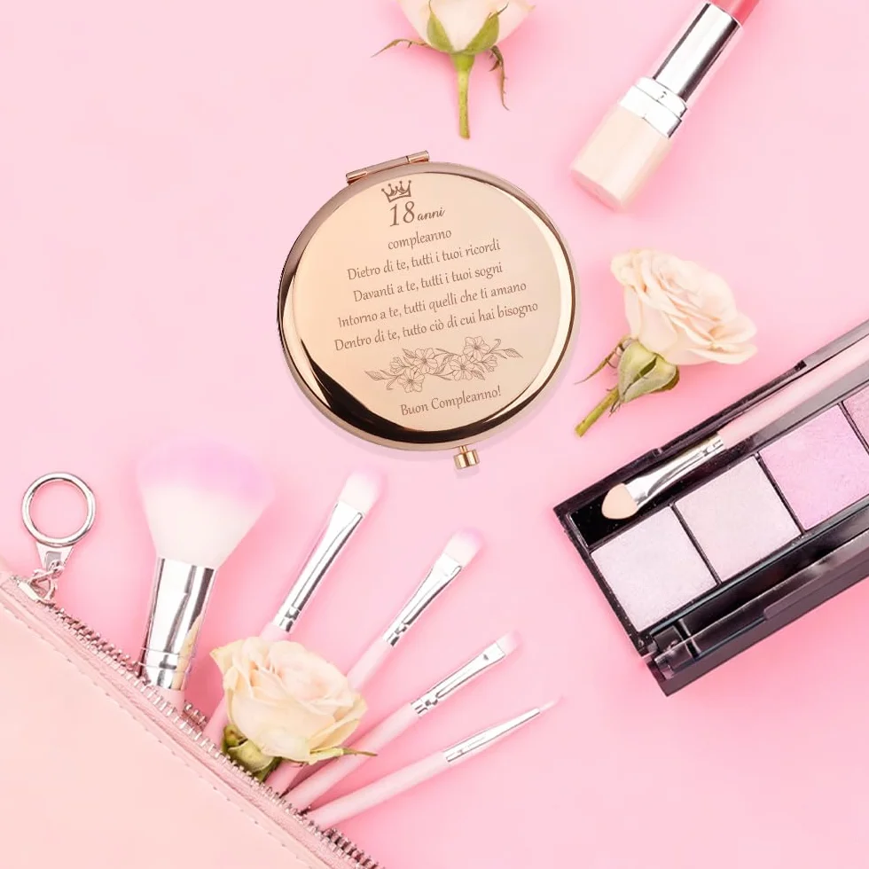 Regalo 18 Anni Ragazza Specchio Trucco Compacta, Idee Regalo Donna Compleanno, Ingranditore x1/x2