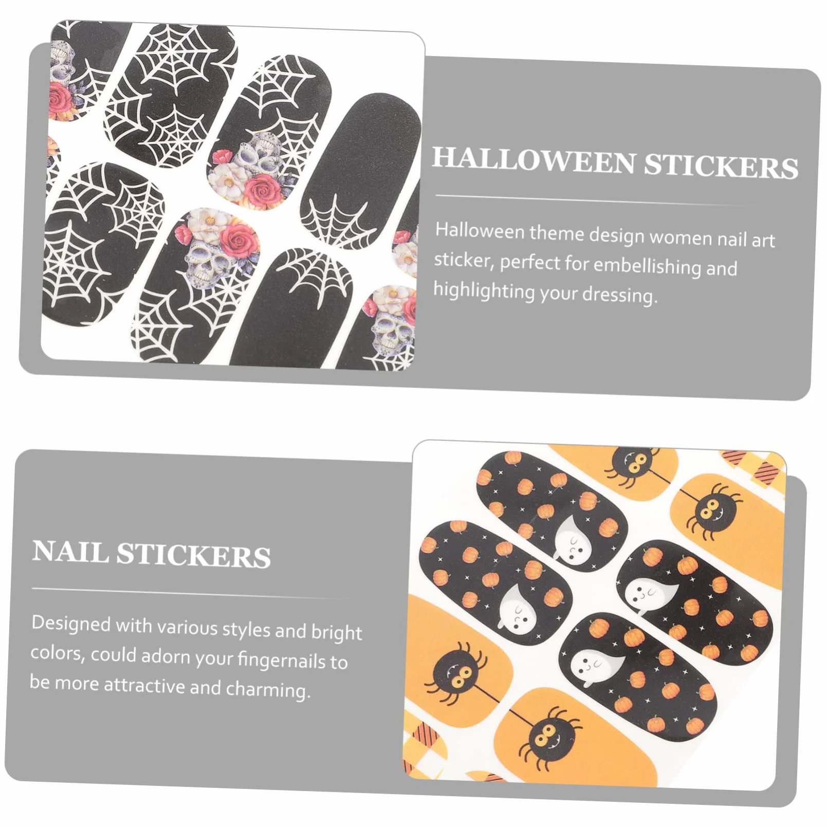 Ipetboom 50fogli Adesivi Per Unghie Halloween Stickers e Decorazioni Autoadesive Per Nail Art Facili Applicare Per Halloween e Manicure Festive
