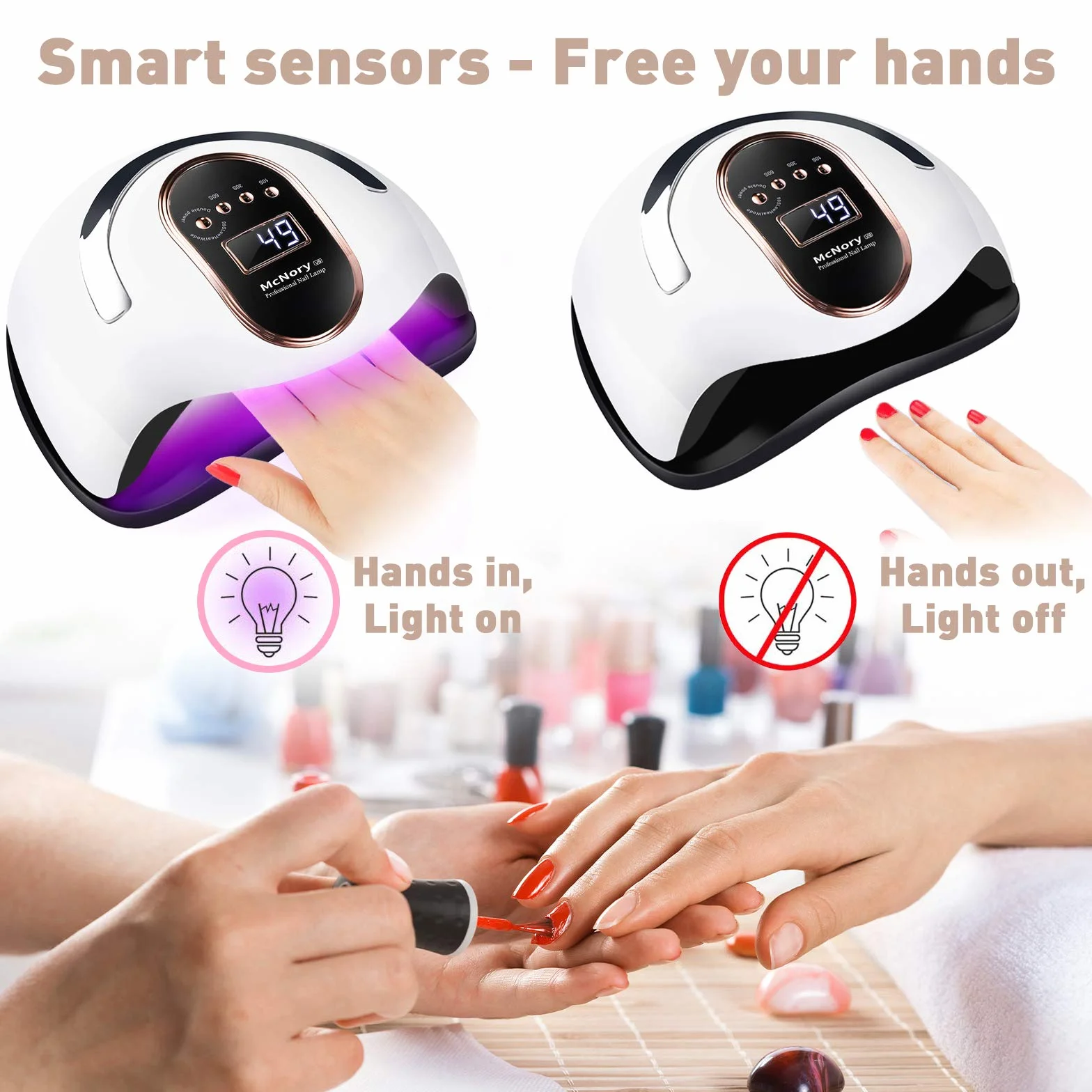 Lampada Unghie UV LED,168W Professionale Fornetto per Manicure/Pedicure Permanente Smalto Semipermanente 4 Timer con 10s/30s/60s/99s Display LED Automatico Sensore