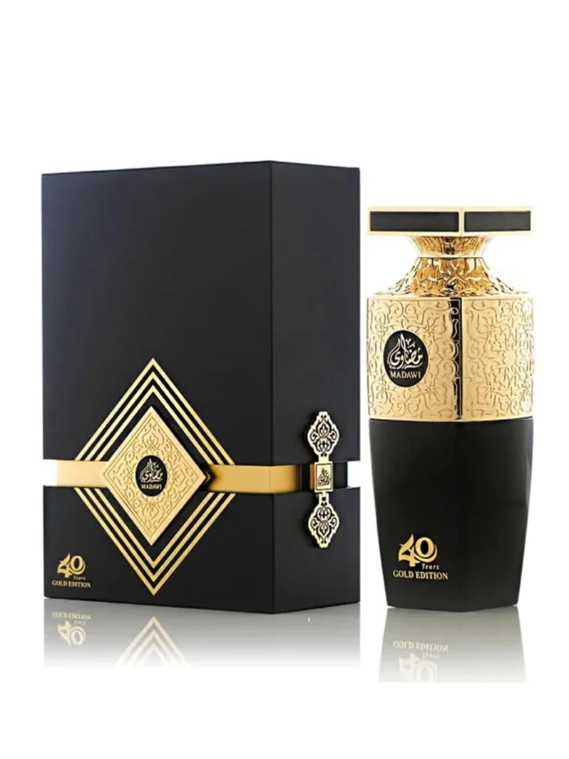 Arabian Oud MADAWI GOLD 100 ml | Eau de Parfum Unisex | Cardamomo, Ananas, Fave Tonka, Vaniglia | Profumo gourmand e orientale.