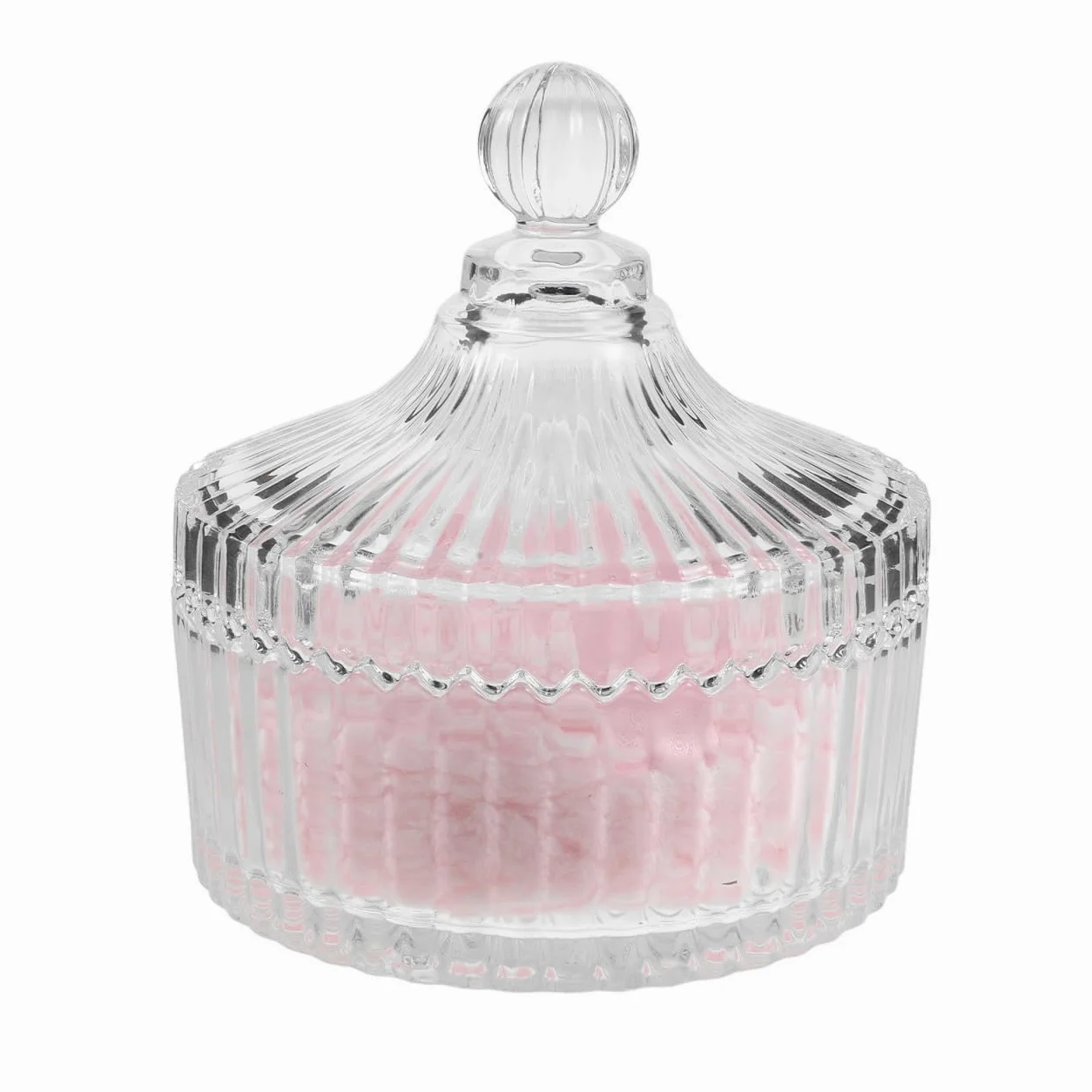 Toyvian Piumino per Cipria Extra Large Rosa in Peluche Morbido Contenitore in Vetro Rotondo per Corpo e Viso, Uso Versatile e Conservazione Comoda per Donne