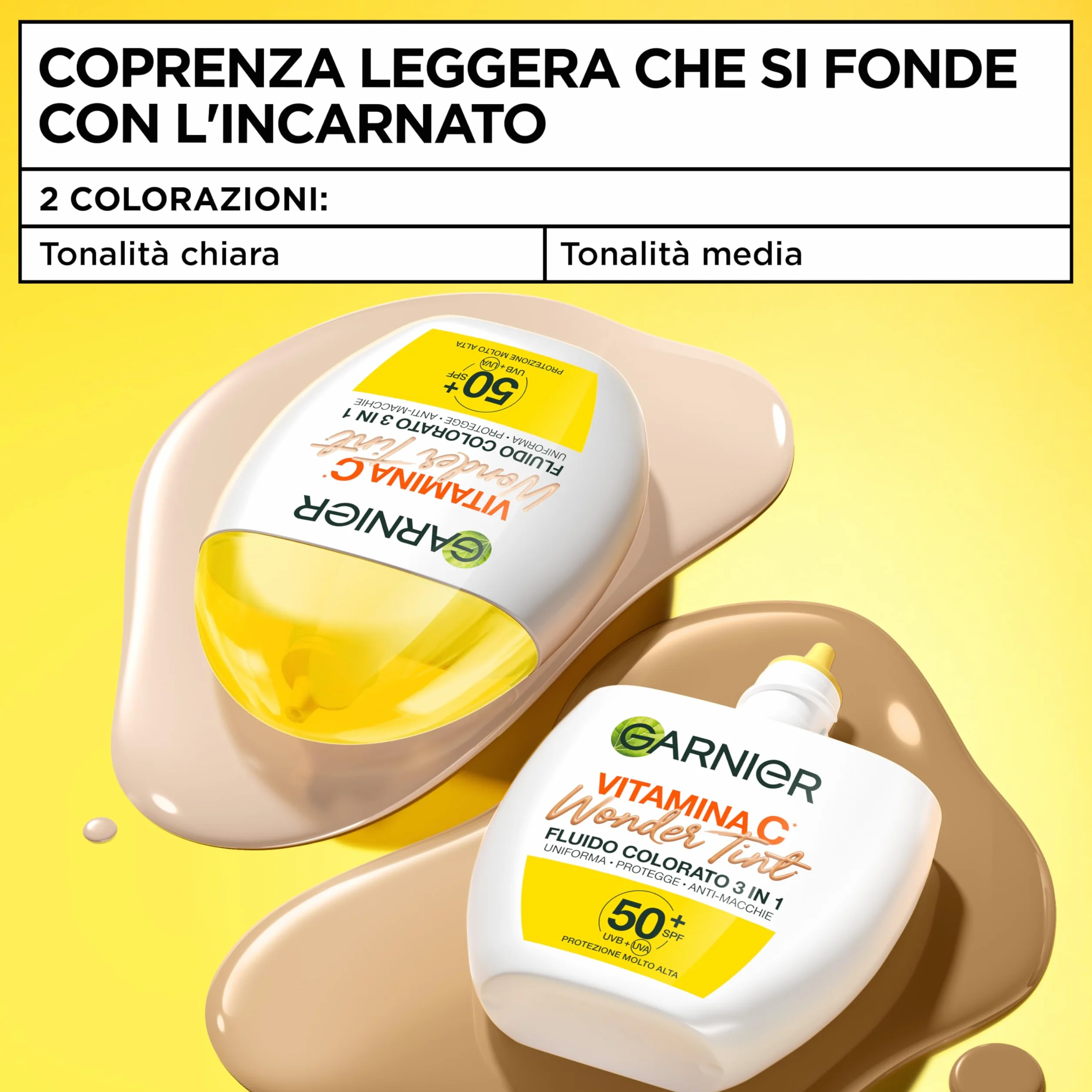 Garnier Fluido Colorato 3 in 1 Wonder Tint SPF50+ Vitamina C Medium 40 ml