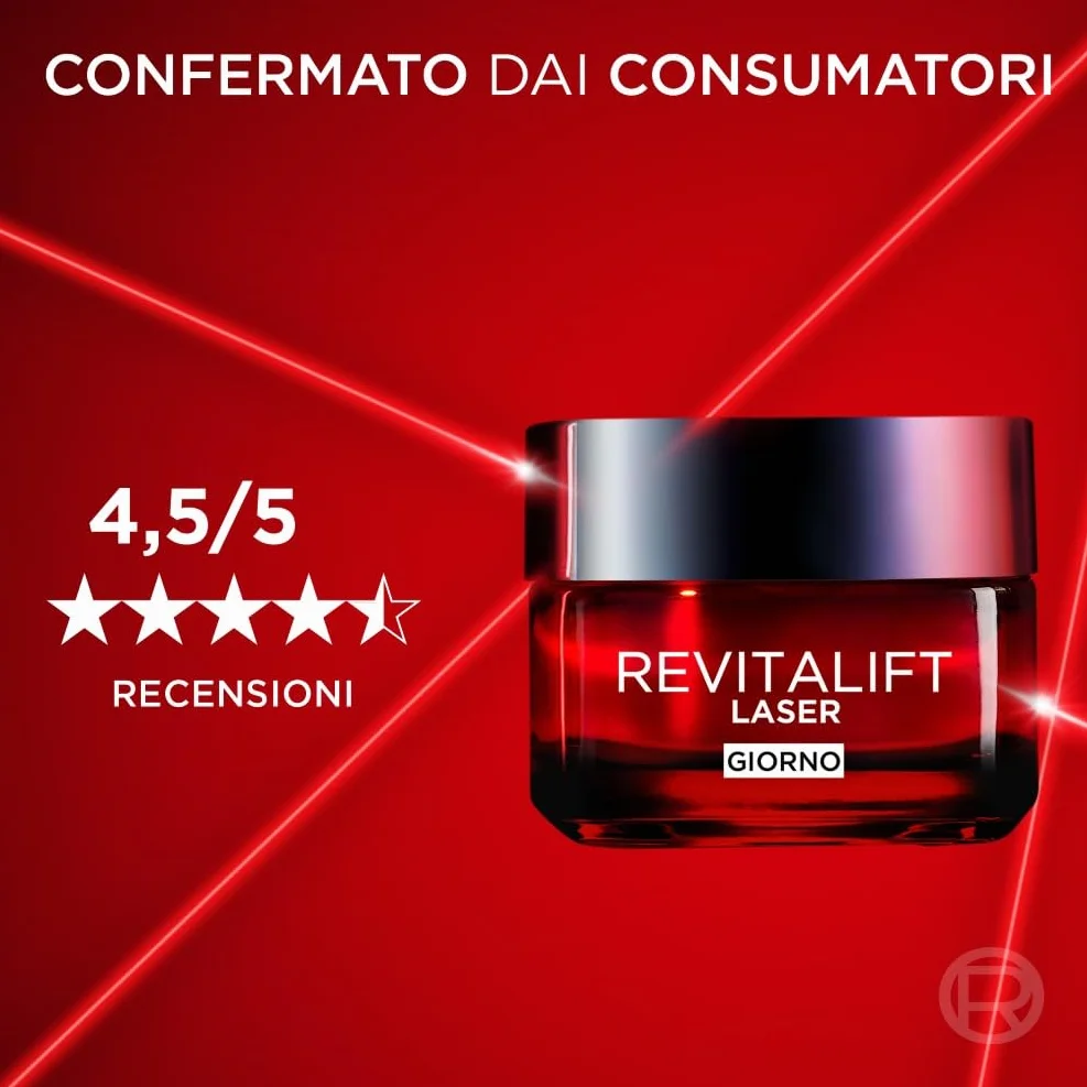 L'Oréal Paris Revitalift Laser Crema Viso Giorno Antirughe Acido Ialuronico Vitamina C Pro-Retinolo 50 ml