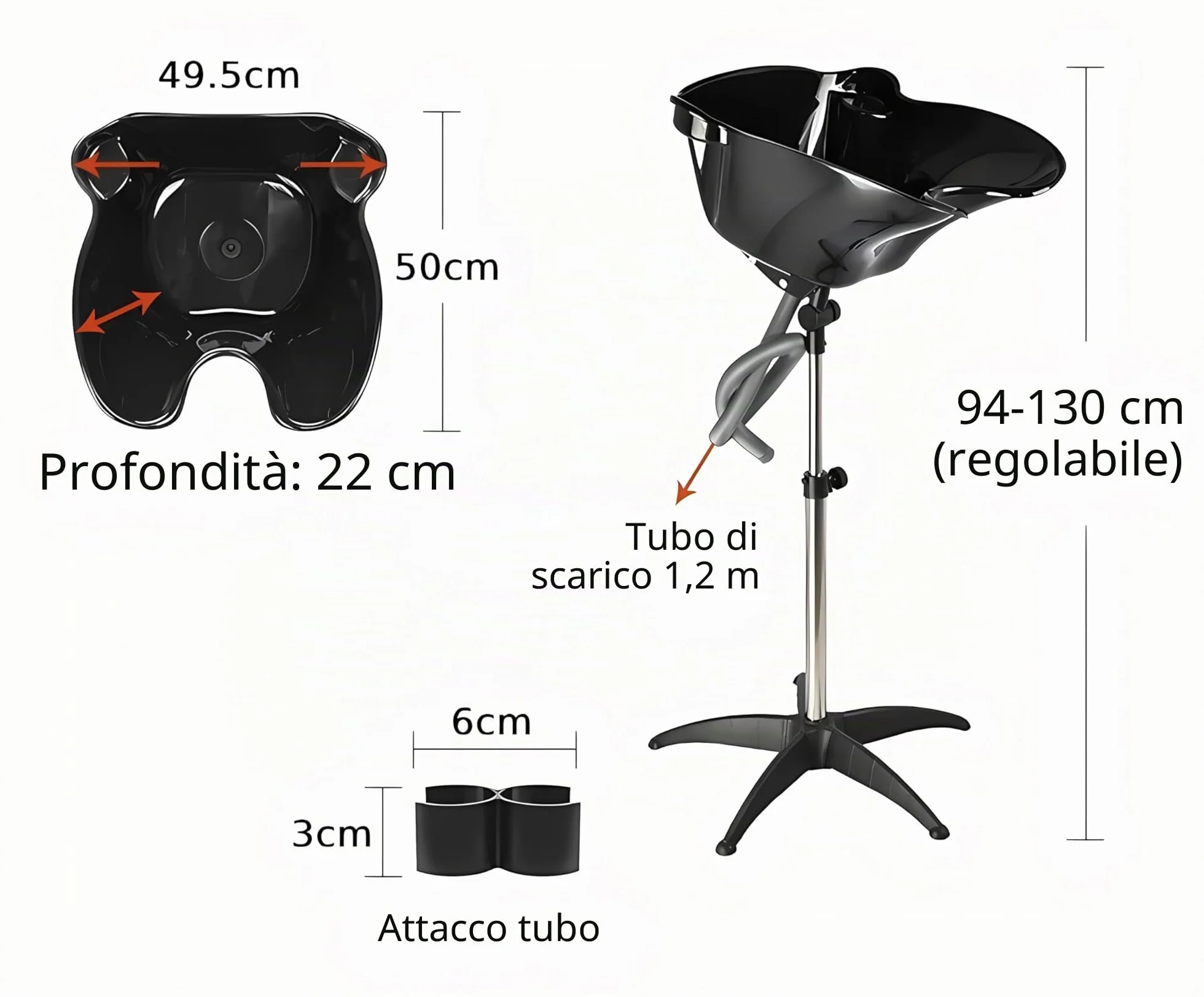 Lavello portatile inclinabile professionale e lavandino regolabile