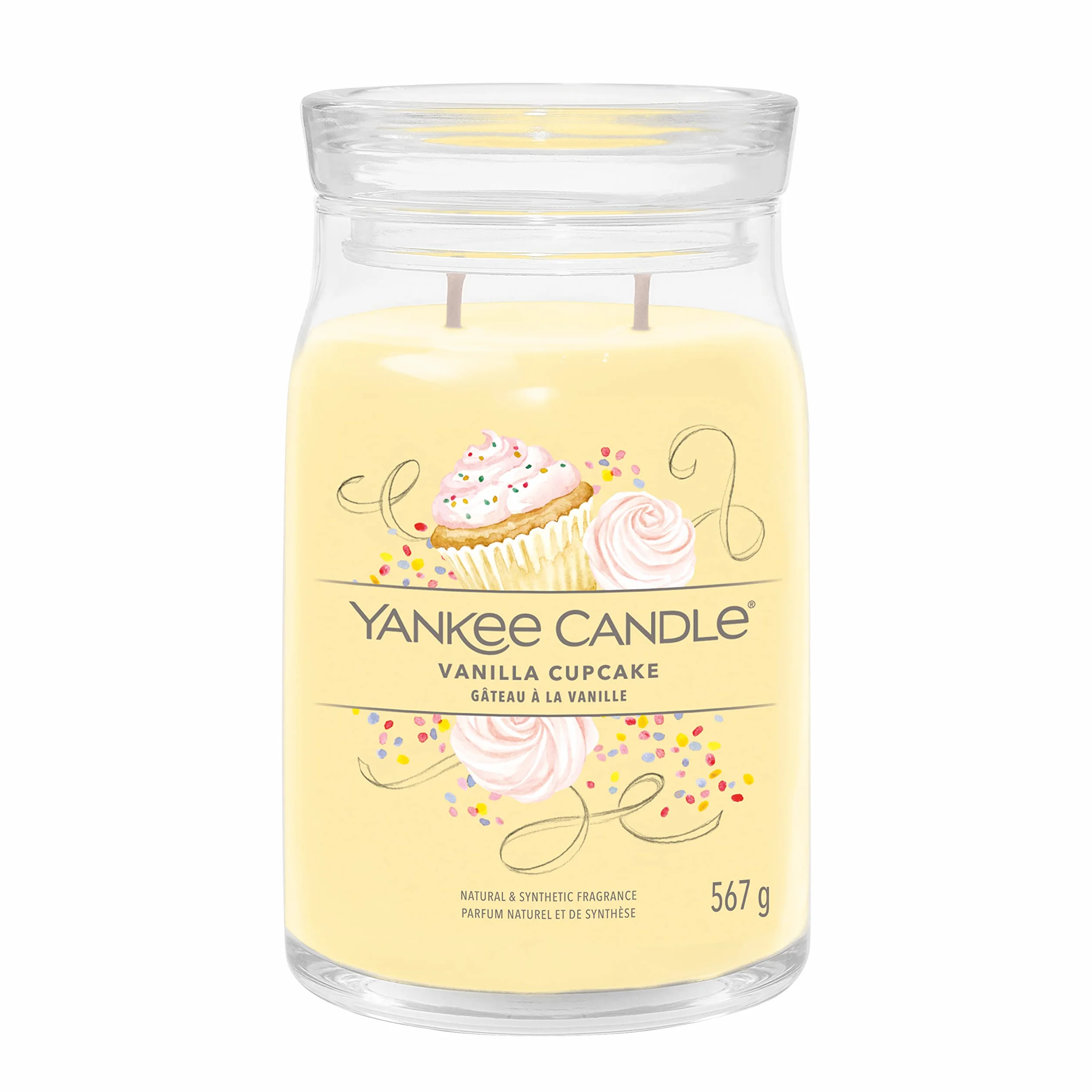 Yankee Candle Signature candela profumata, Cupcake alla Vaniglia in giara grande, Candele di miscela di cera di soia lunga durata