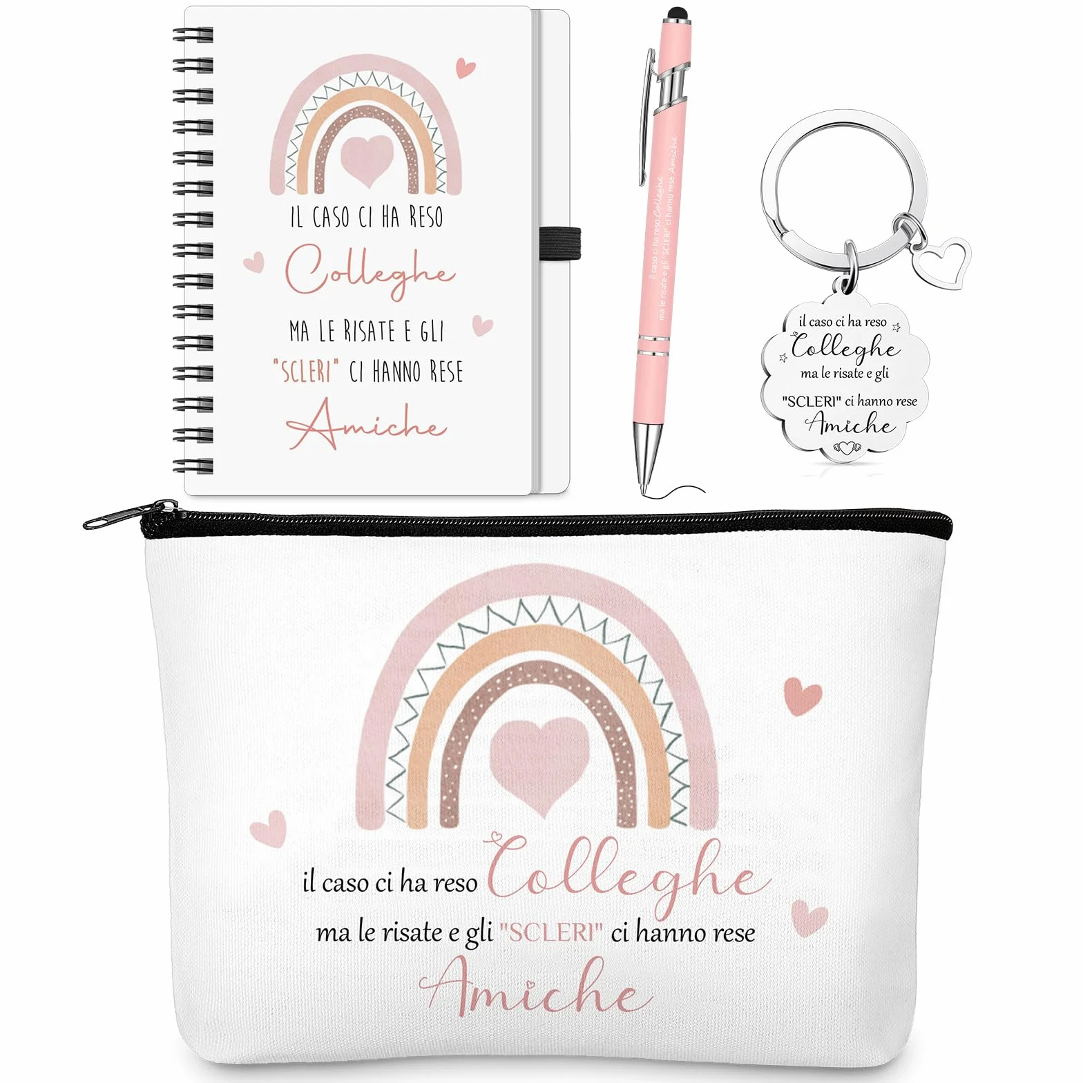 Hestya Regalo Collega Donna Borsa per Cosmetici Portachiavi Blocco Note a Spiralato Penne a Sfera Regalo di Addio Ringraziamento per Dipendenti Collega Natale Compleanno