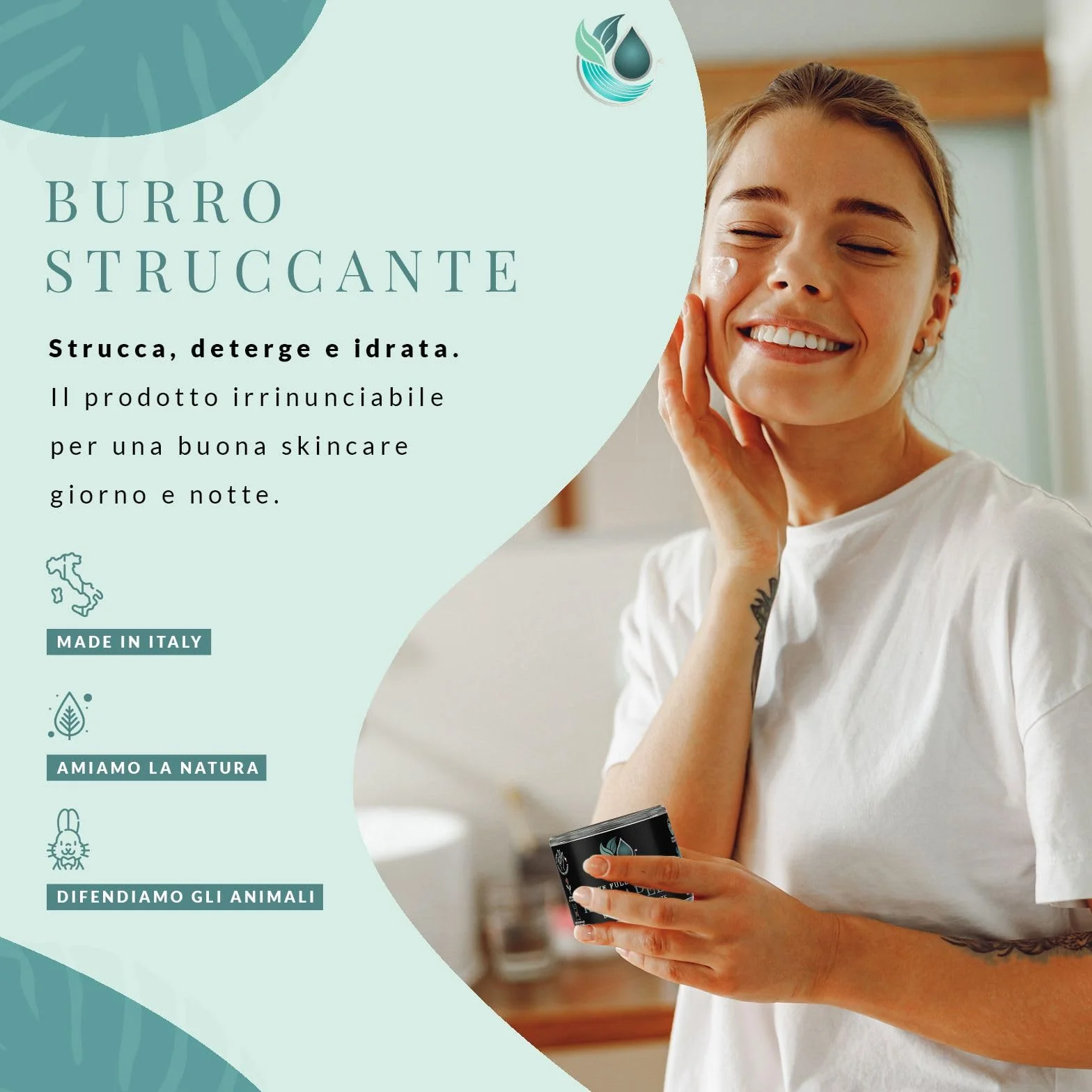 I Salvapelle Burro Struccante Viso e Occhi – Cleansing Balm 80 ml – Detergente Solido per Skincare Naturale Waterproof – Pulizia e Maschera Idratante 2 in 1 con Burro di Karité per Pelle Sensibile