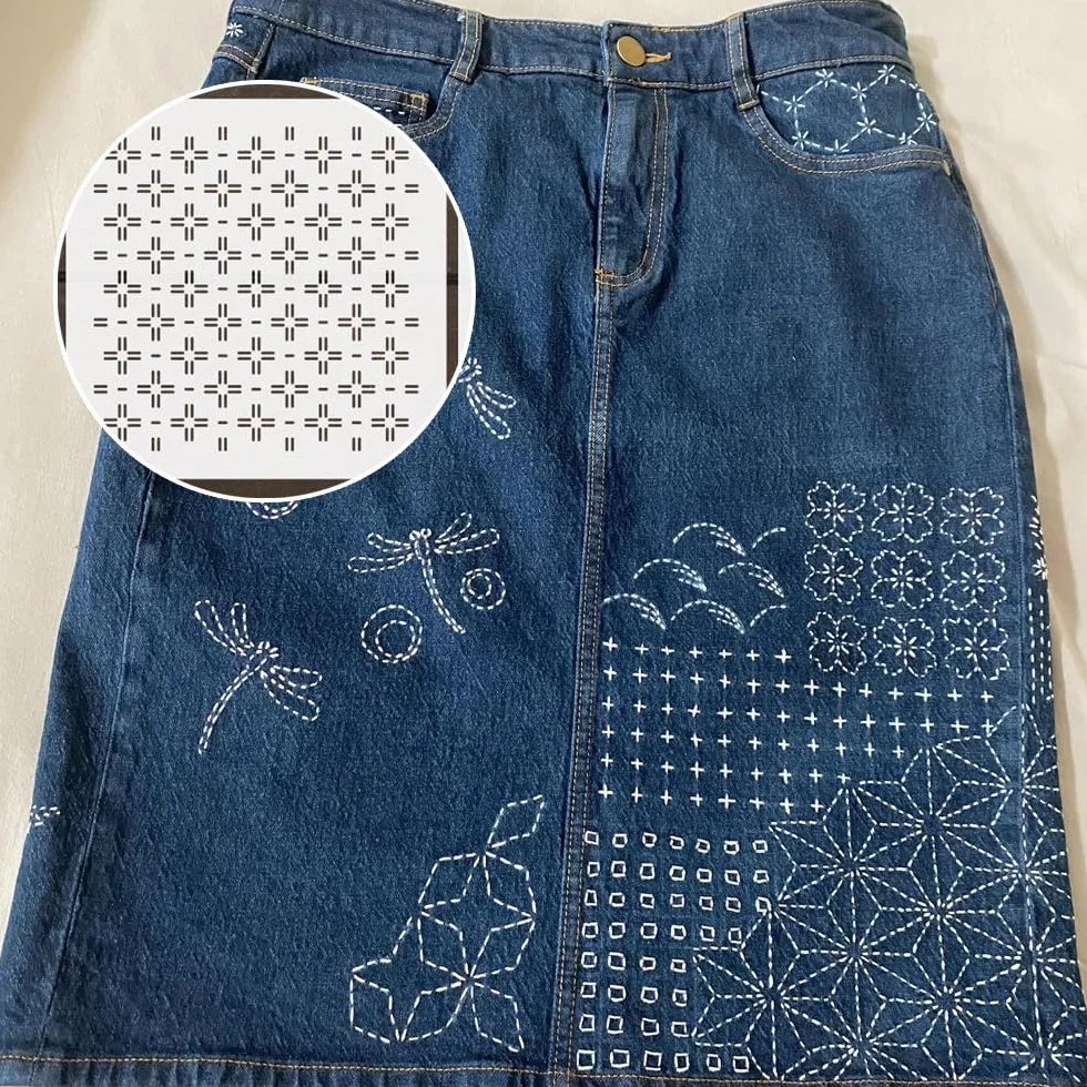 Stencil Sashiko,8 Modelli Riutilizzabili in Plastica per Ricamo e Cucito 12,9 x 12,9 cm Motivi Geometrici Ldeale per Lavori Artigianali e Regali