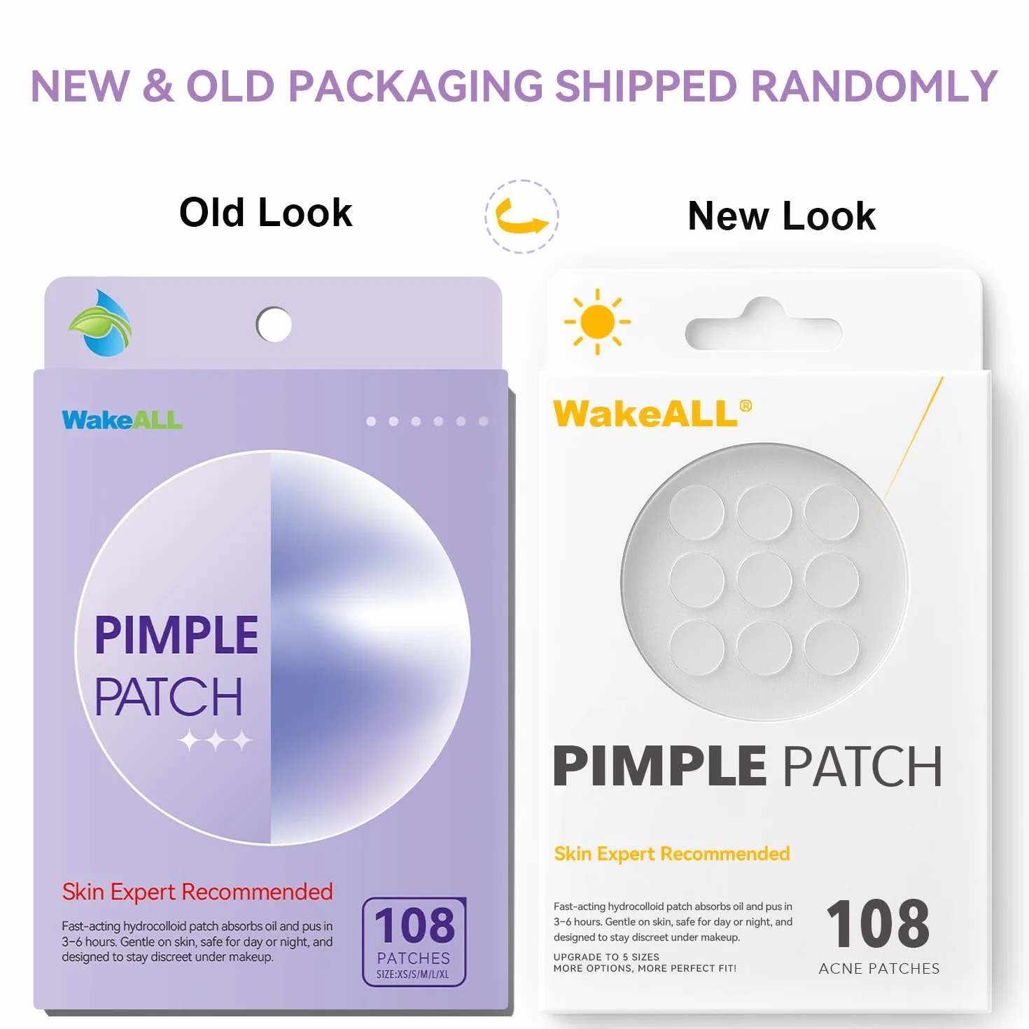 Patch Brufoli, Pimple Patch, 108 Patch Trasparenti (5 Misure 8/10/12/14/16 mm), Hydrocolloid Viso Acne Patch, con Centella, Tea Tree & Acido Salicilico — Minimo, Impermeabili, Assorbono Secrezioni