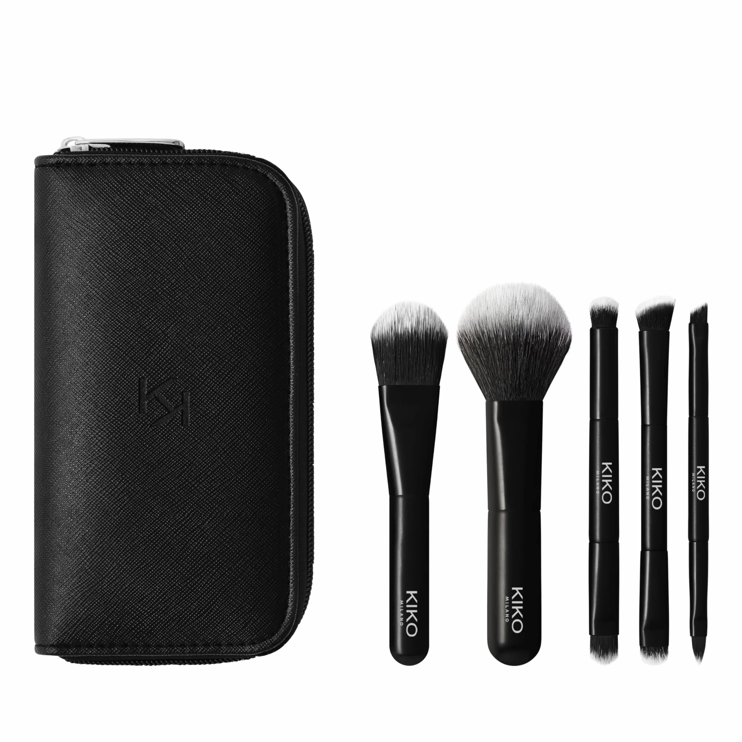KIKO Milano Travel Brush Set, Pochette Da Viaggio Con 5 Pennelli Professionali