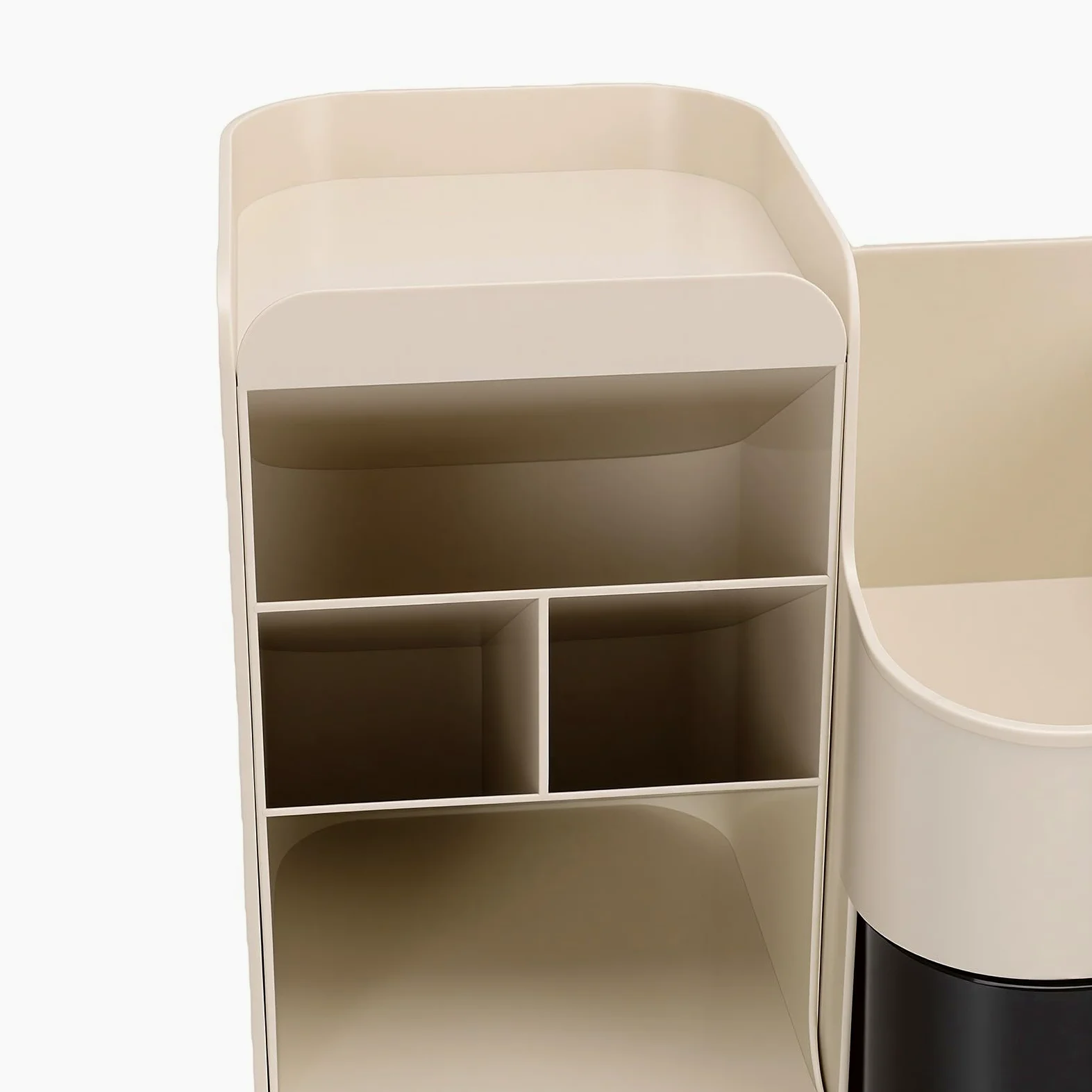 Duokon Porta Trucchi da Tavolo con Porta Pennelli e 3 Cassetti per vanità Bagno Ufficio Storage (bianco panna)