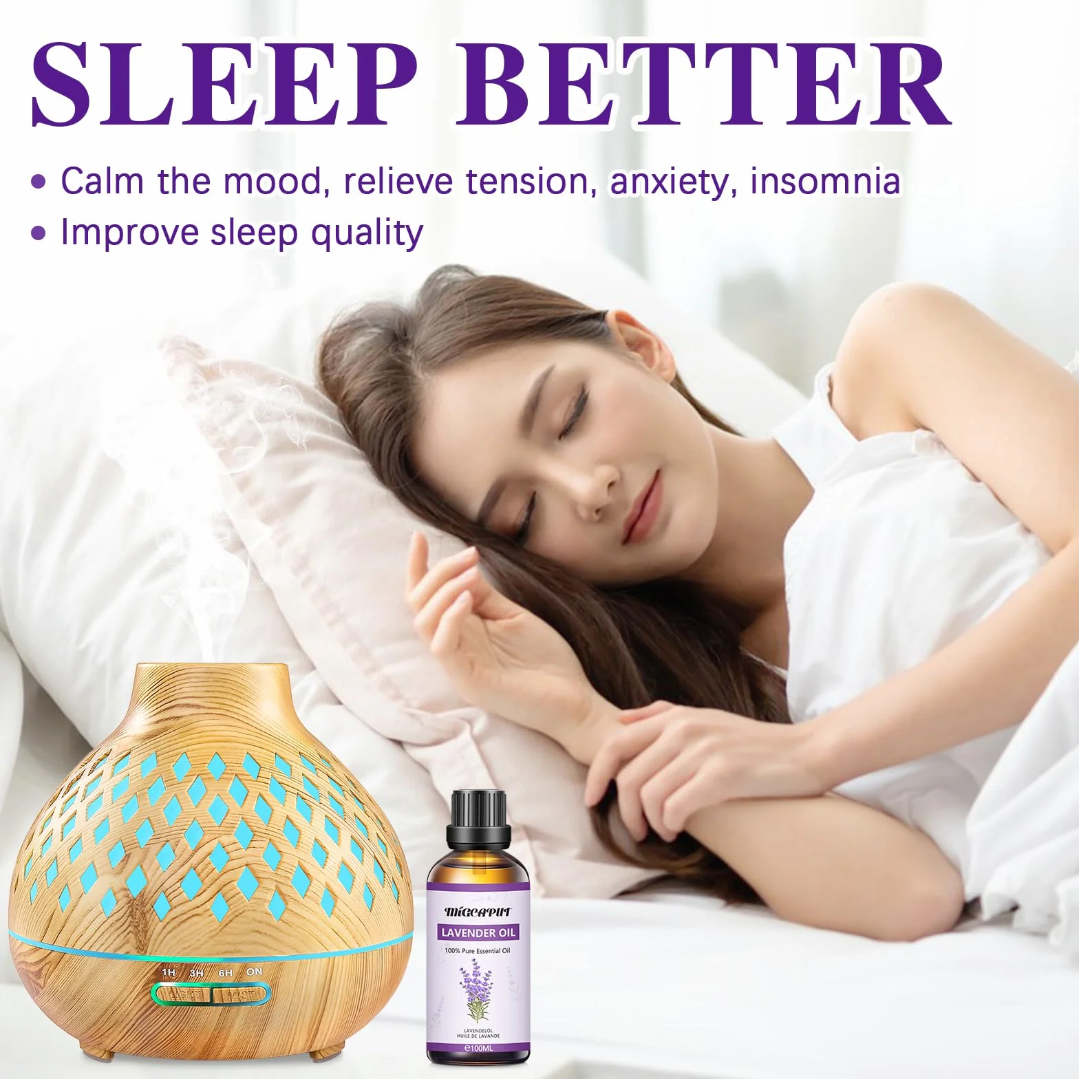 Olio Essenziale di Lavanda 100ML, Naturale Terapeutico per Aromaterapia Diffusori Massaggi