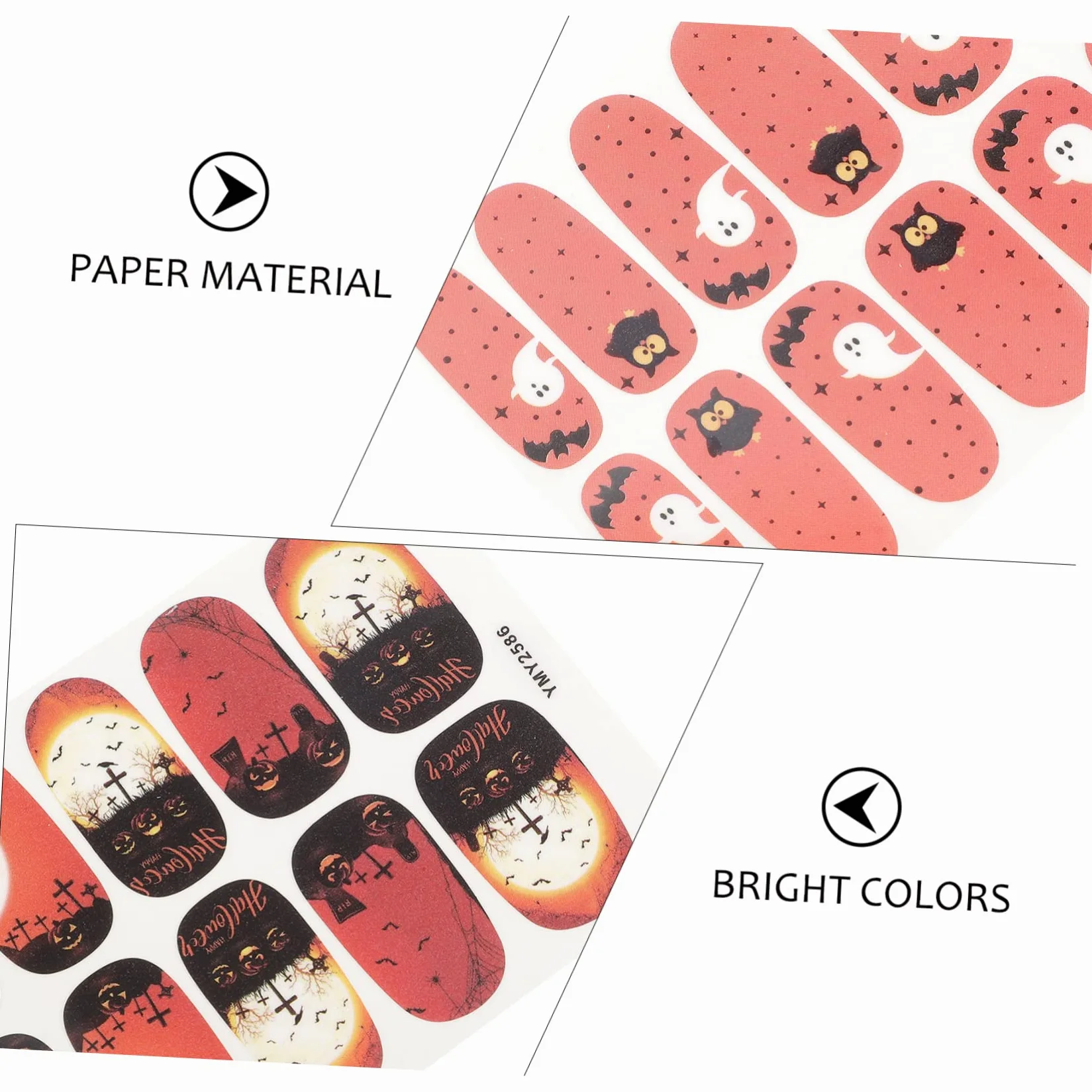 Ipetboom 50fogli Adesivi Per Unghie Halloween Stickers e Decorazioni Autoadesive Per Nail Art Facili Applicare Per Halloween e Manicure Festive