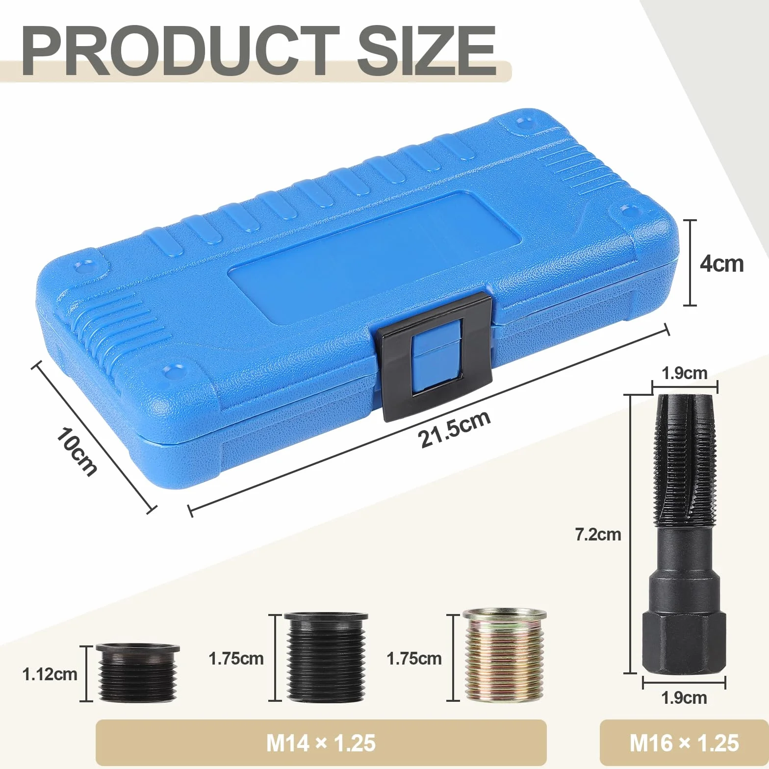 efuturetime 16 Pezzi Kit Riparazione Filettatura Candela M14 x 1,25 mm Inserti Filettatura Interna per Auto Testa Cilindro Tosaerba