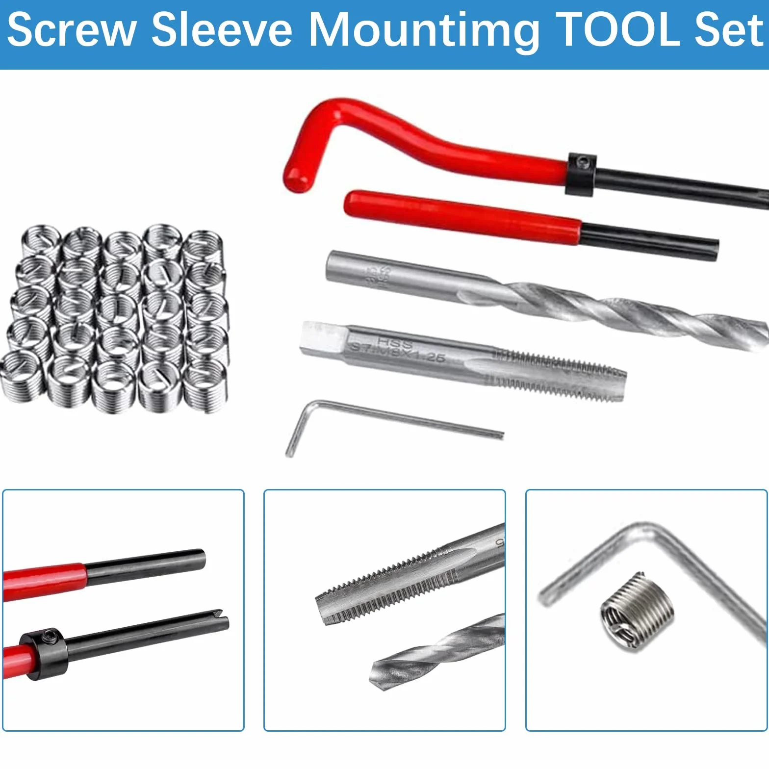 Kit Riparazione Filetti Acciaio Inox Filettatura Interna Inserti Filettati