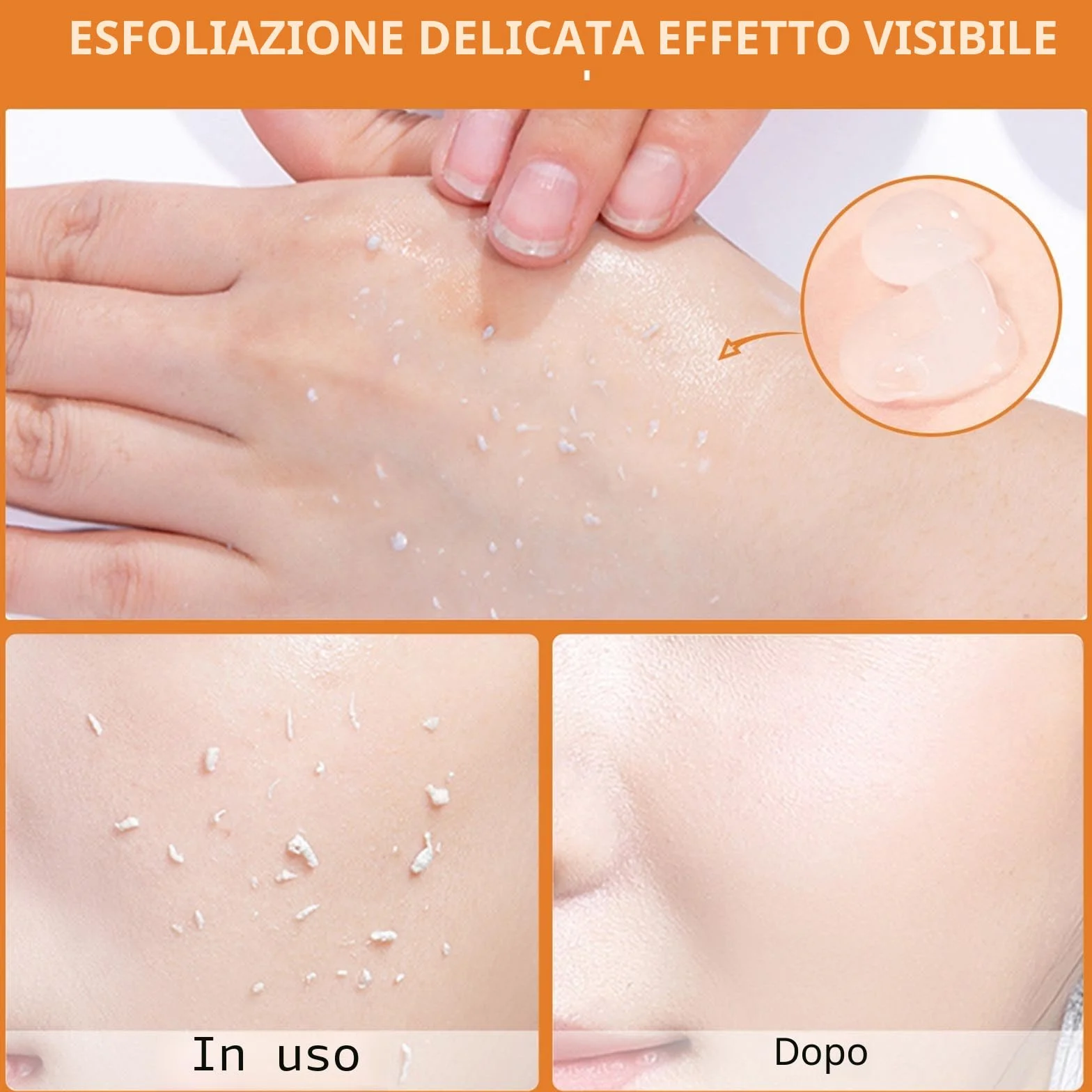Gel esfoliante arancione, gel idratante per viso e corpo, esfoliante viso per pulizia profonda, esfoliante viso naturale all'arancia (2 pezzi)