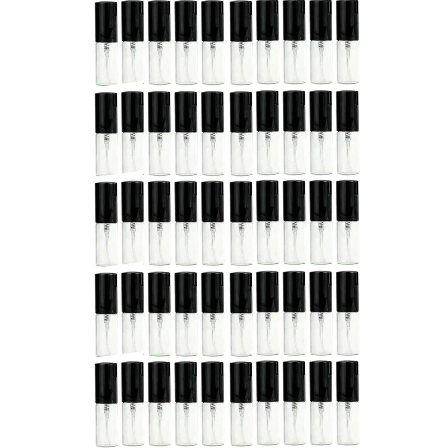 Set di mini flaconi spray per profumo in vetro trasparente, ricaricabili, 5 ml, per viaggi, vita quotidiana, 50 pezzi (vetro nero da 5 ml)