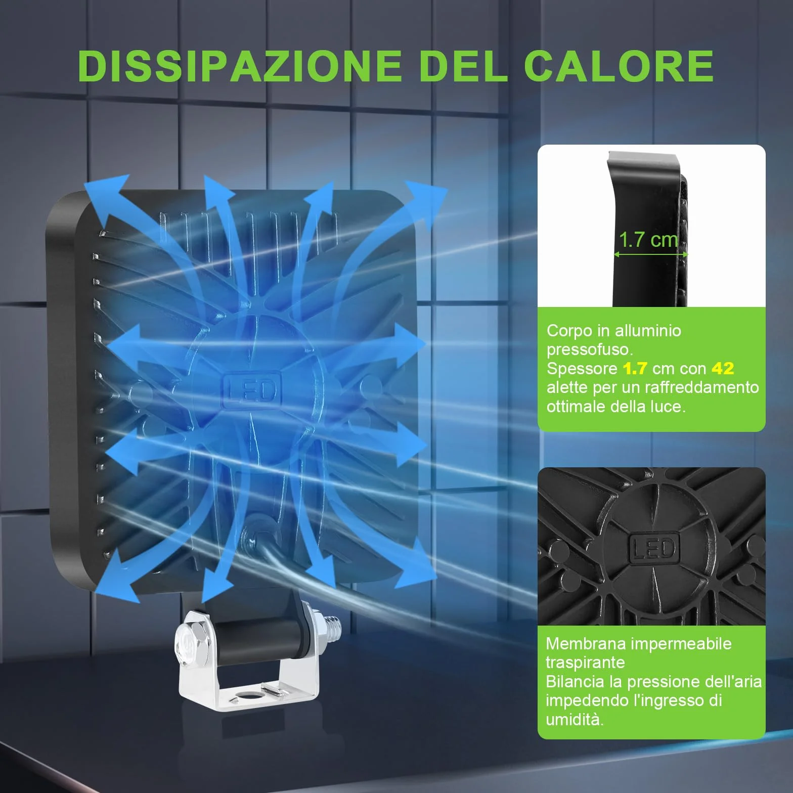 Faro di Inondazione da Lavoro LED 48W Mini Sottile IP65 Impermeabile per Camion Macchine Agricole