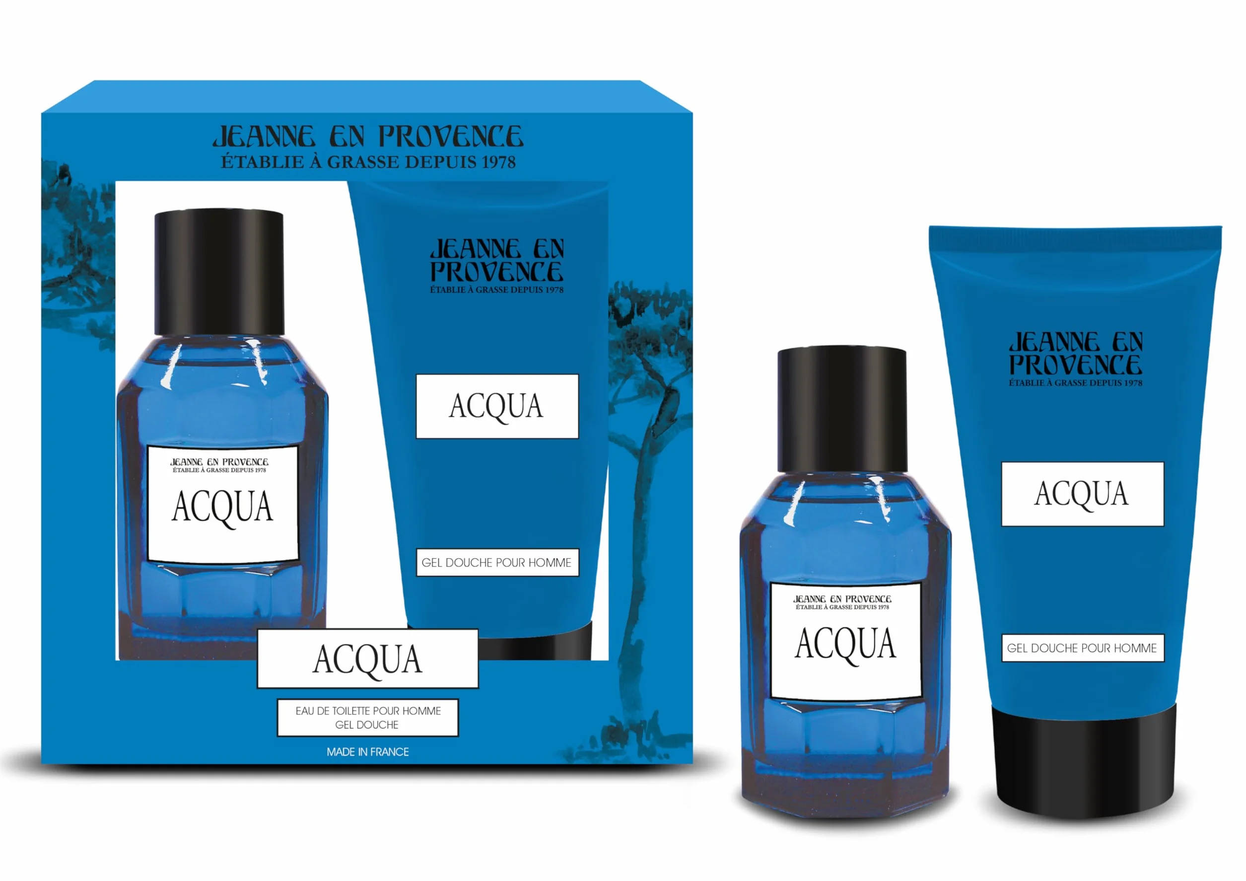 JEANNE EN PROVENCE - Cofanetto Regalo per Uomo - Acqua - Eau de toilette 100 ml + Gel doccia integrale 150 ml - Profumo Musc Santal - Prodotto e confezionato in Francia a Grasse