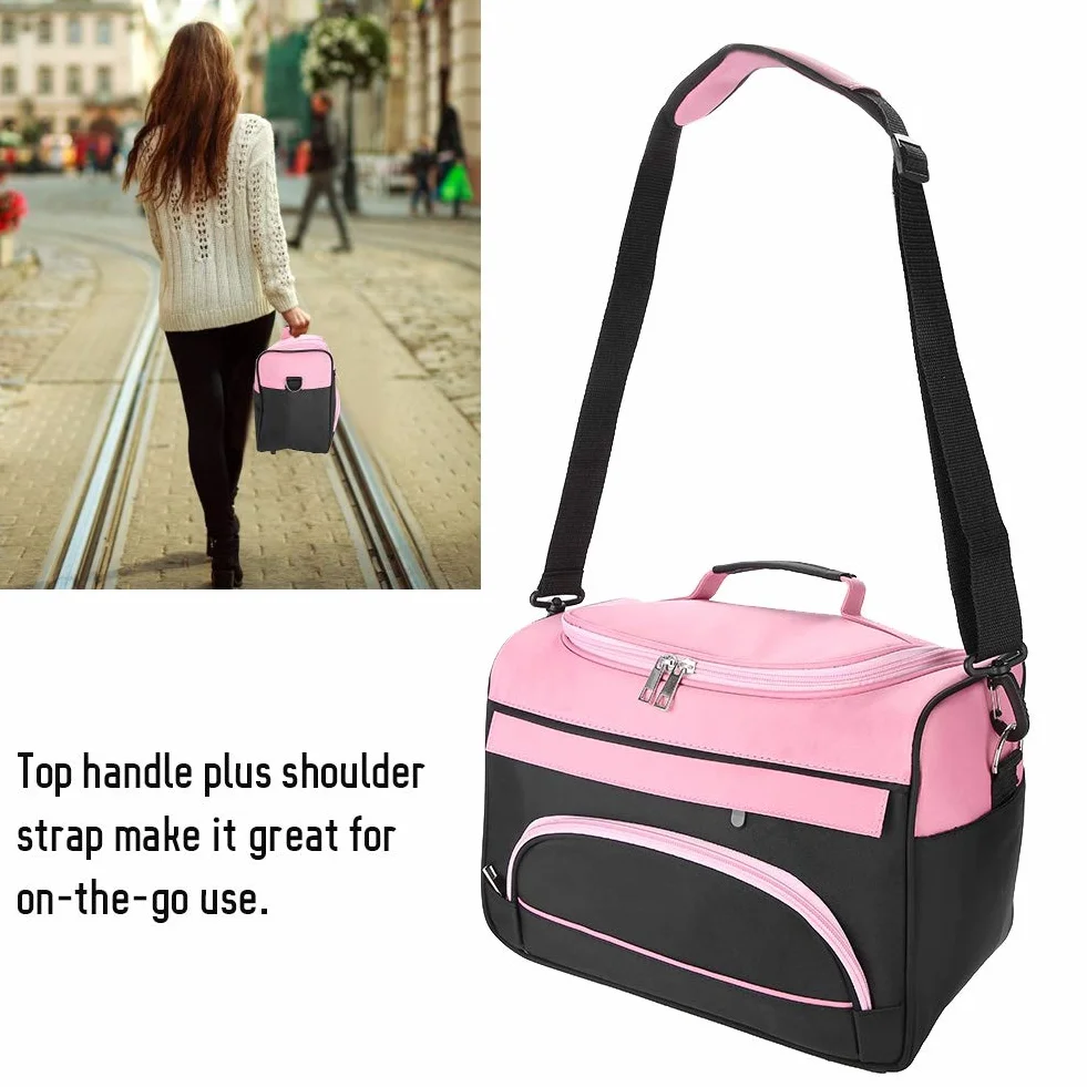 Brrnoo Borsa parrucchiere Borsa trasporto per accessori per parrucchieri professionale di grande capacità Borsa viaggio per attrezzi salone Rosa