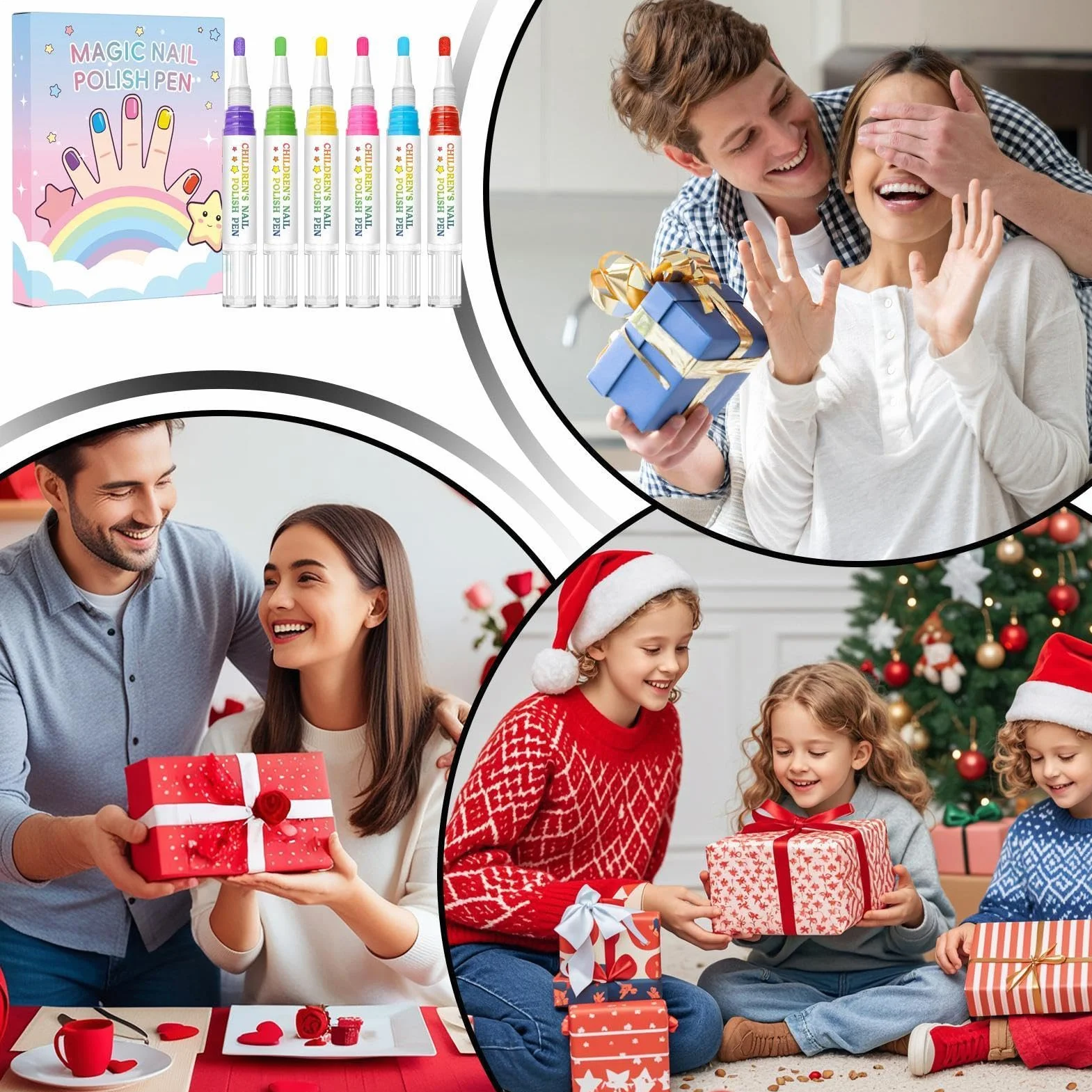 Pennarelli Unghie per Bambini | 6 Colori Pennarelli Disegno Impermeabili Asciugatura Rapida Rimovibili a Strappo - per Unghie Bambini - Per Bambina, Manicure delle Dita, Compleanno, e Natal