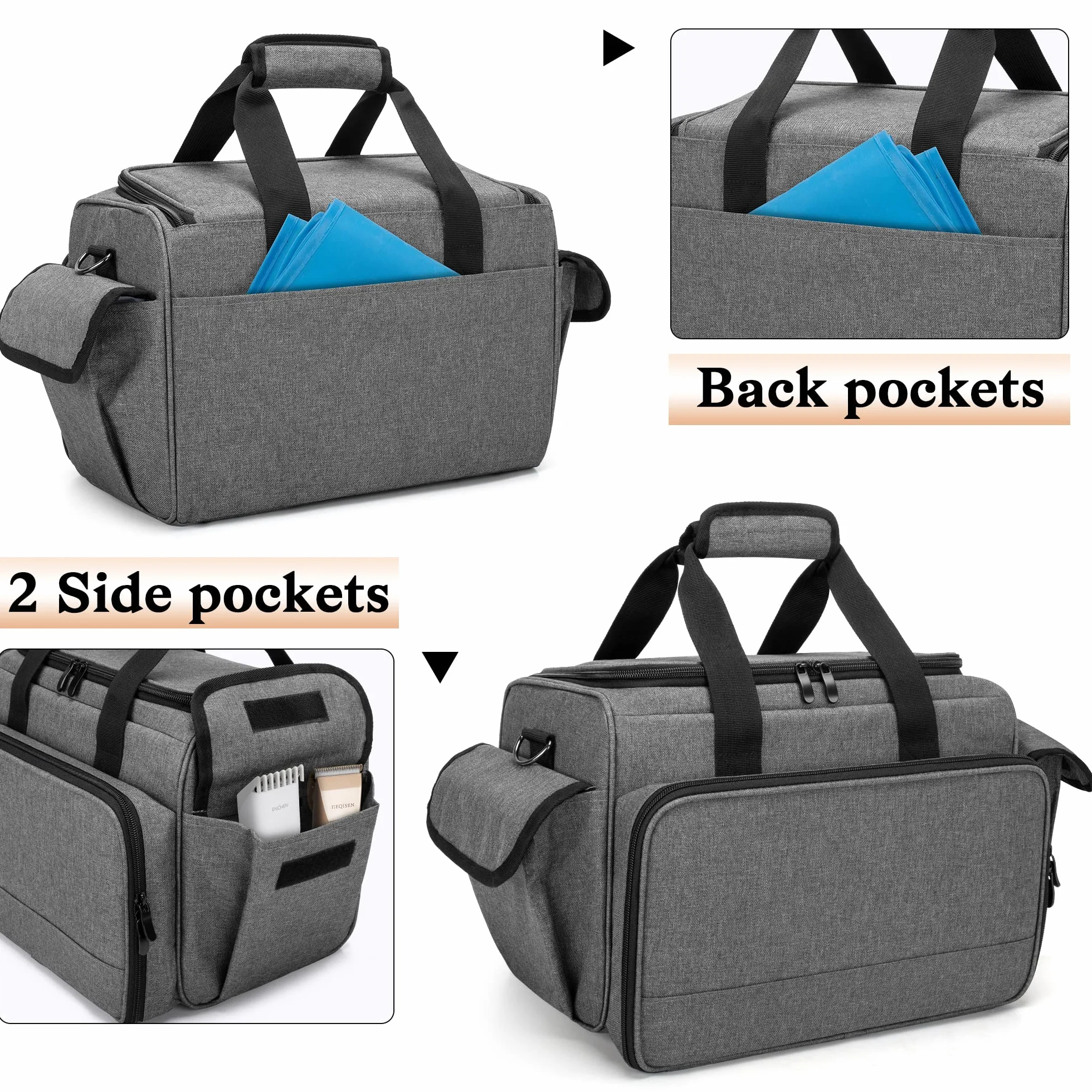 BAFASO Borsa da Parrucchiere Professionale con Divisori Regolabili, Valigetta per il Trasporto di Barbiere (Nessun Accessorio), Grigio