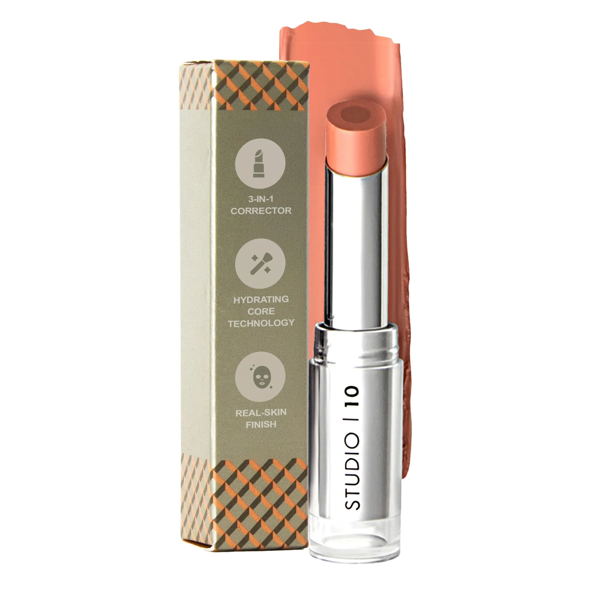 Studio 10 Wake Up & Glow Blush Stick - Tinta labbra e guance a lunga durata per fard leggeri, fard in crema per pelli mature - con nucleo di acido ialuronico idratante (tonalità - pesca)