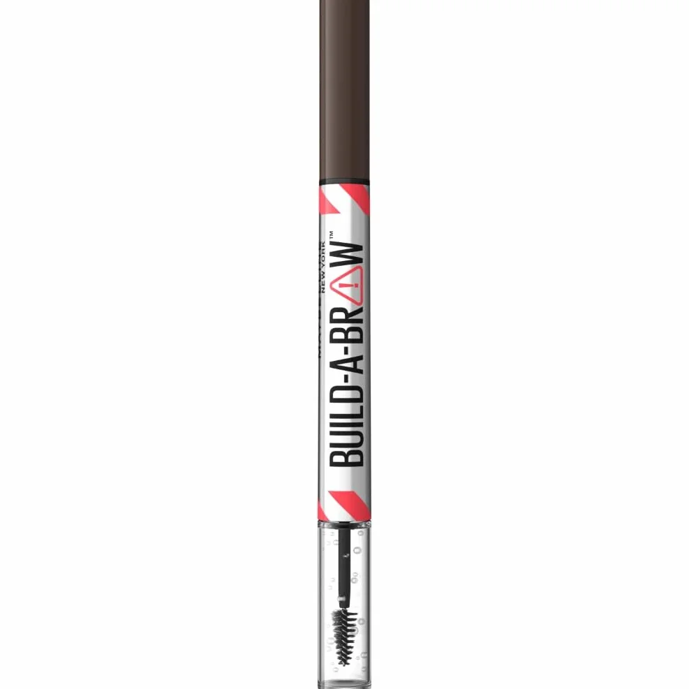 Maybelline New York, 2 in 1 Penna e Gel Sopracciglia, Per Sopracciglia Piene e Naturali, Tenuta Fino a 24 Ore, Waterproof, Formula Vegana, Build A Brow, Tonalità: Deep Brown