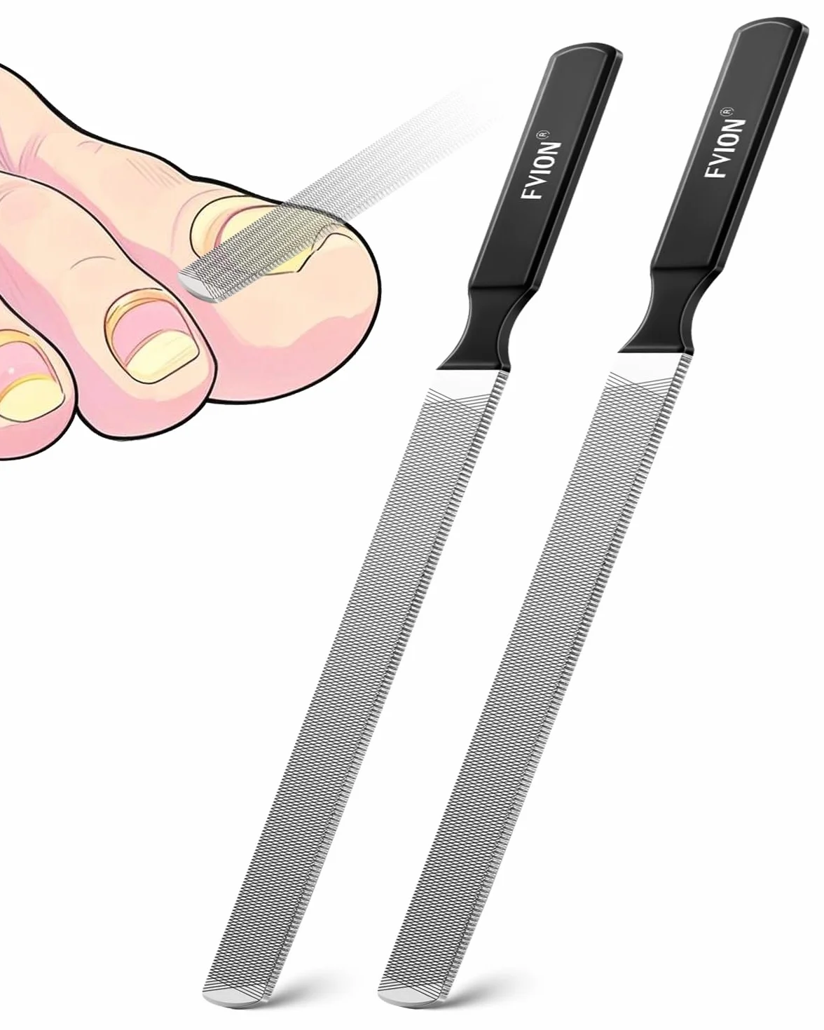 FVION Lima Unghie Piedi Professionale per Unghie Spesse e Dure – Lima per Unghie dei Piedi in Acciaio Inox, Nail File per Manicure e Pedicure Uomo e Donna