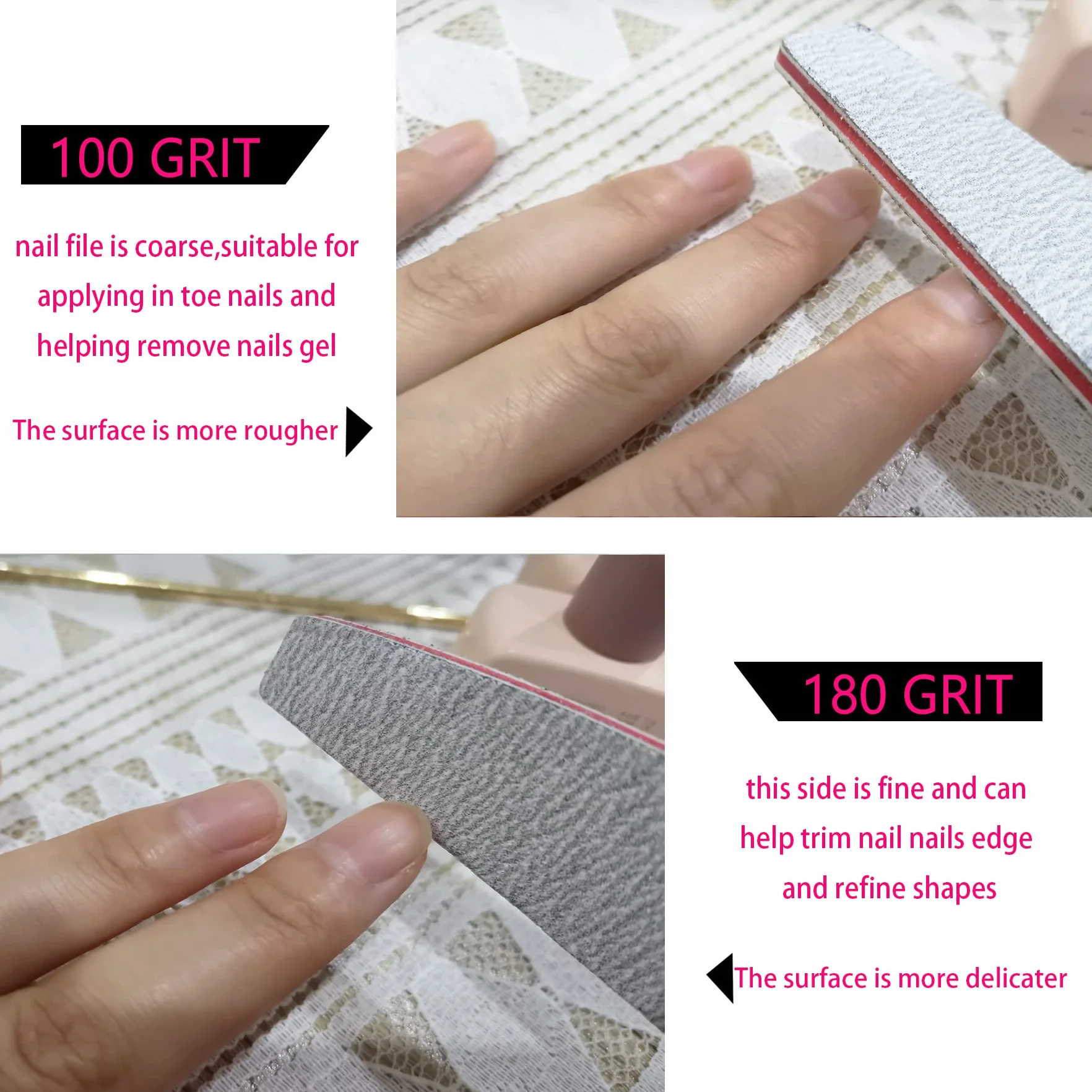 50 Pezzi Lime per Unghie 100/180 Professional, Lima Unghie Lavabile,Doppia Faccia Lima Unghie per Manicure E Unghie in Gel,Forma di Trapezio