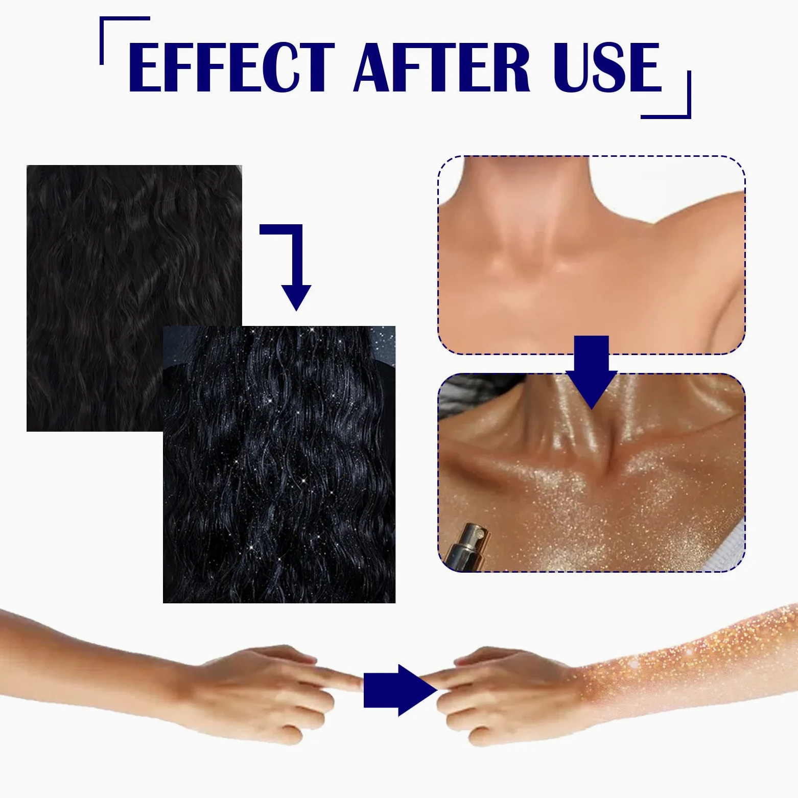Spray glitterato per capelli e corpo, spray glitterato per corpo e capelli - spray scintillante tutto in uno per feste, kit atomizzatore glitterato per festival con glitter argento (8 bottiglie)