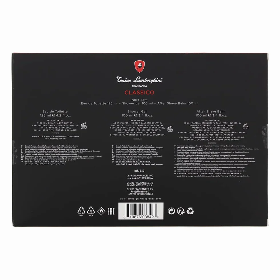 Lamborghini Kit Profumo Lamborghini Classico 423 Eau de Toilette 125ml con Gel Doccia 100ml e Balsamo Dopobarba 100ml