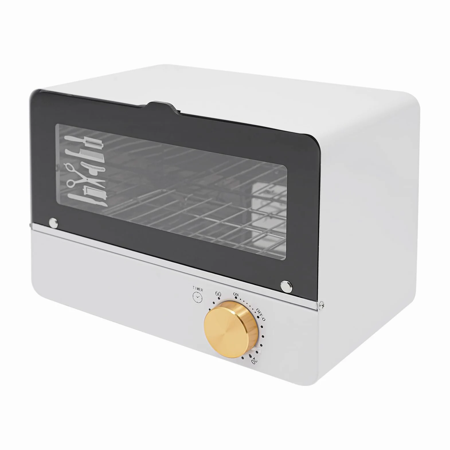 Sterilizzatore UV ozono 6L, armadio disinfezione strumenti manicure acconciatura, 185-254nm timer 0-60min, sicurezza anti-UV porta vetro silenzioso, per unghie salone bellezza domestica, bianco