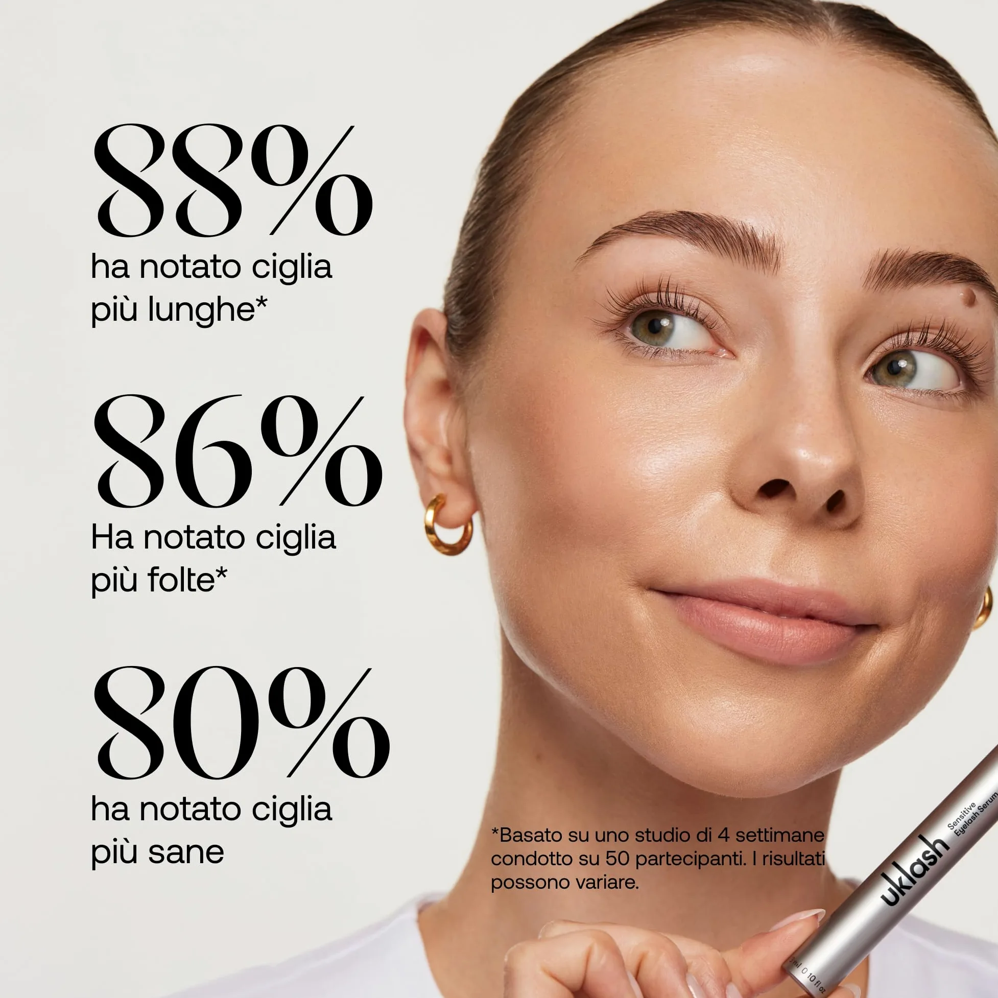UKLASH | Siero per Ciglia Sensibili- 3ml - per Ciglia più Folte, a base di Peptidi, Vegani e studiati, per occhi sensibili