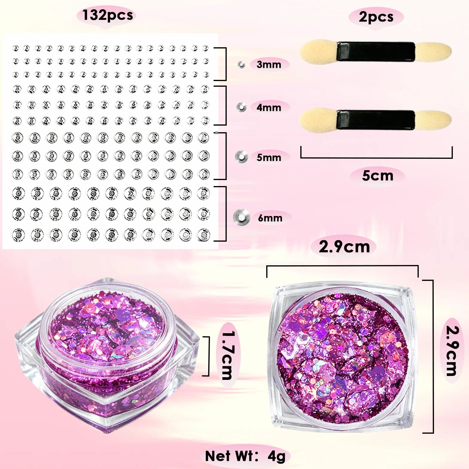 Glitter Viso Make up in Gel 12 colori Glitter per Corpo e Capelli Autoadesivo con Scintillii, Impermeabile 1 Fogli Adesivi con Strass per Trucco Professionale per Trucco Festival
