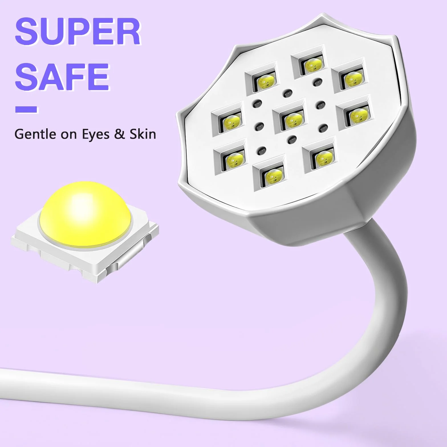 Lampada UV LED per Unghie Weiße Lotus - Sensore Intelligente 48W 365+395nm, Ricaricabile 1500mAh, Collo d'Oca Flessibile, Garanzia 365 Giorni