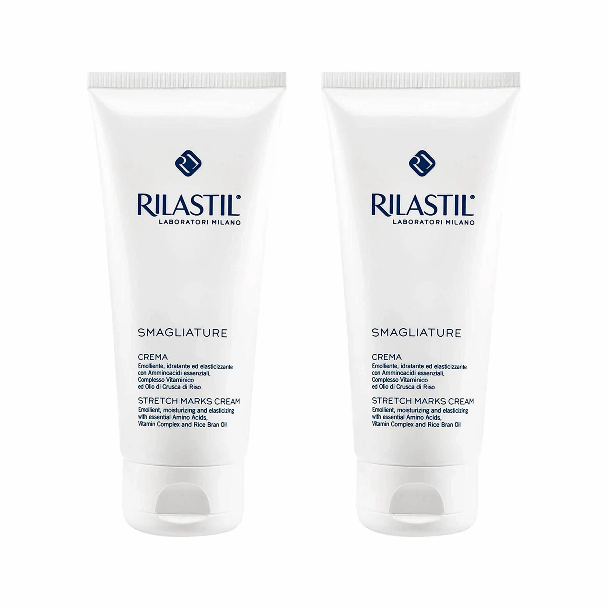 Rilastil Smagliature - Crema Antiestrías Duplo - Previene y Reduce las Estrías en Abdomen, Caderas, Glúteos, Muslos y Pecho, Perfume Sin Alérgenos, 200 + 200Mililitros