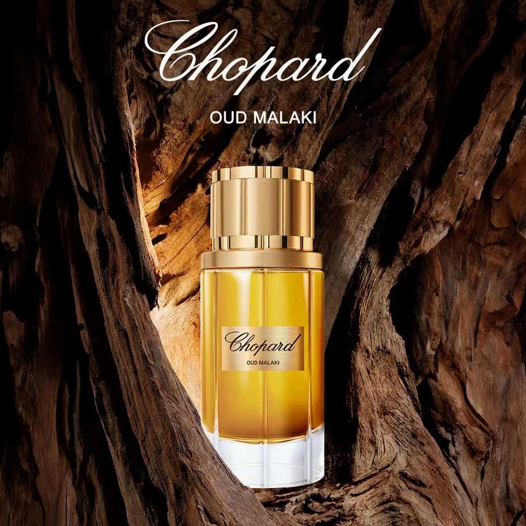 Chopard Oud Malaki 80 ml, Eau de Parfum da Uomo | Fragranza Legnosa Ambrata, Note Sensuali di Legno di Oud, Lavanda, Tabacco e Spezie, Flacone in Vetro Trasparente