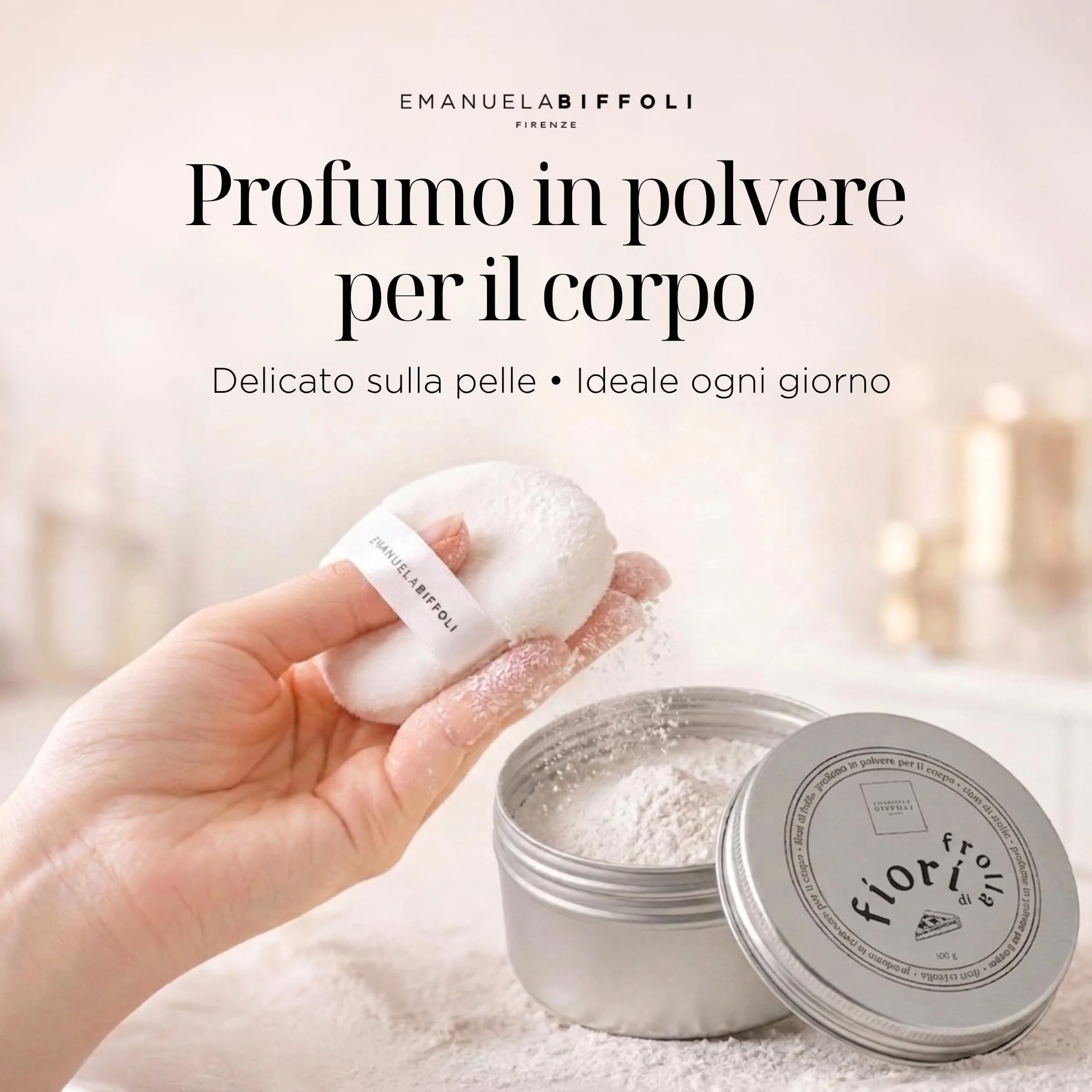 Profumo in Polvere Donna Emanuela Biffoli – Fragranza Delicata Corpo – Varianti Fragranza (Fiori di Frolla)