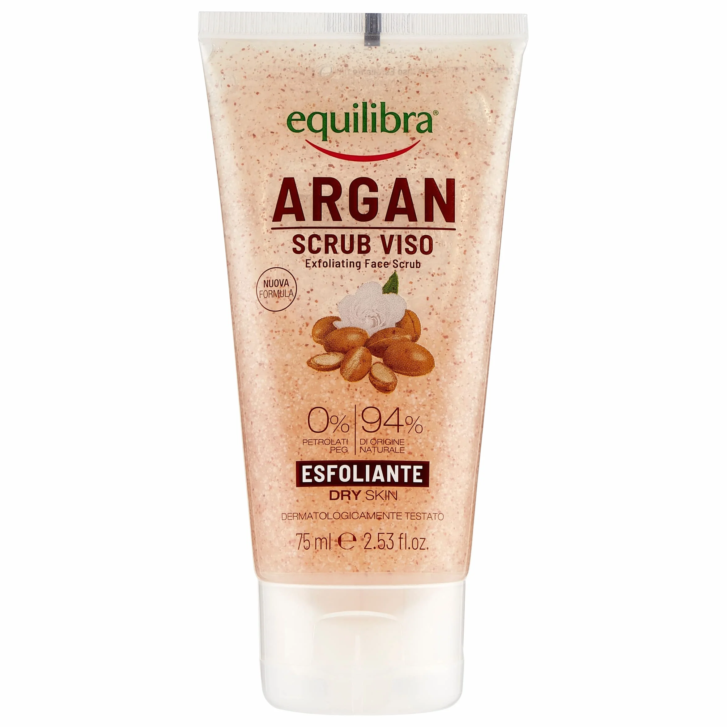 Equilibra Scrub Viso Argan, 75 ml (Confezione da 1)