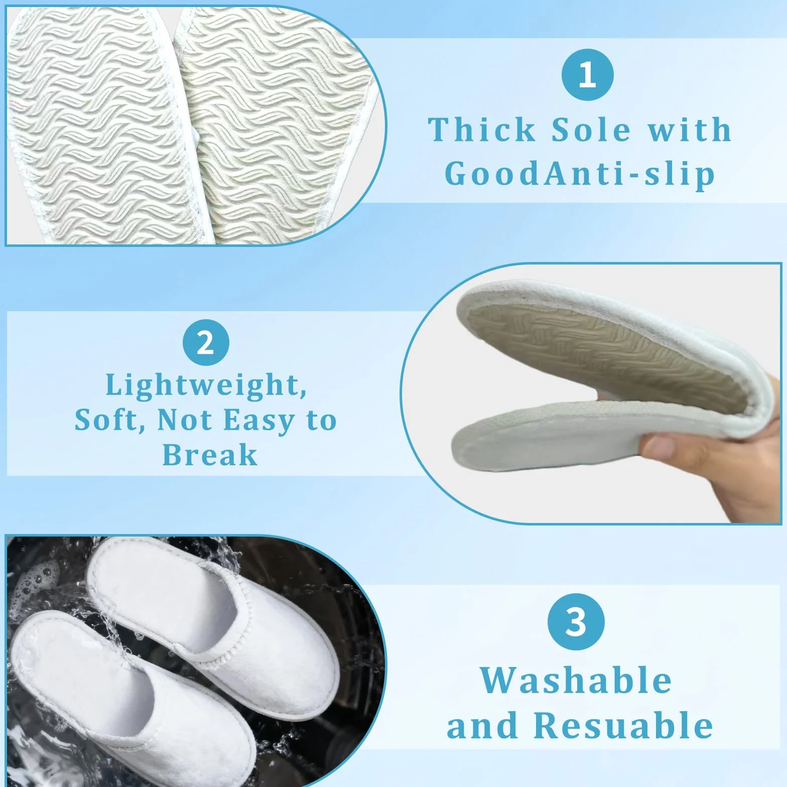 Xerteam 8 Paia Ciabatte Ospitidi, Pattine per Casa, Pantofole da Hotel, Taglia Universale, Unisex, Antiscivolo, Lavabili, Set di Pantofole per Ospiti per Viaggi in Hotel e Spa