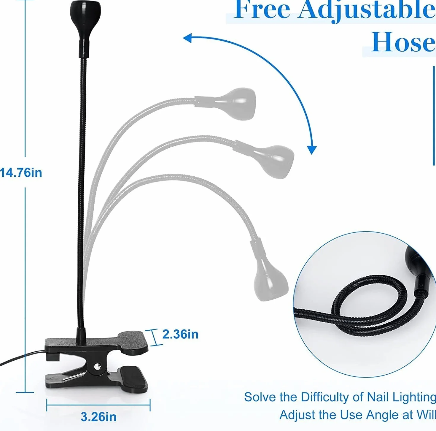 Lampada UV Unghie Gel 3W LED USB Lampada di Essiccazione UV per Gel Resina e Colla UV con Clip e Interruttore,Professionale Lampada Led Unghie Adatto per Manicure Indurimento Resina Nero