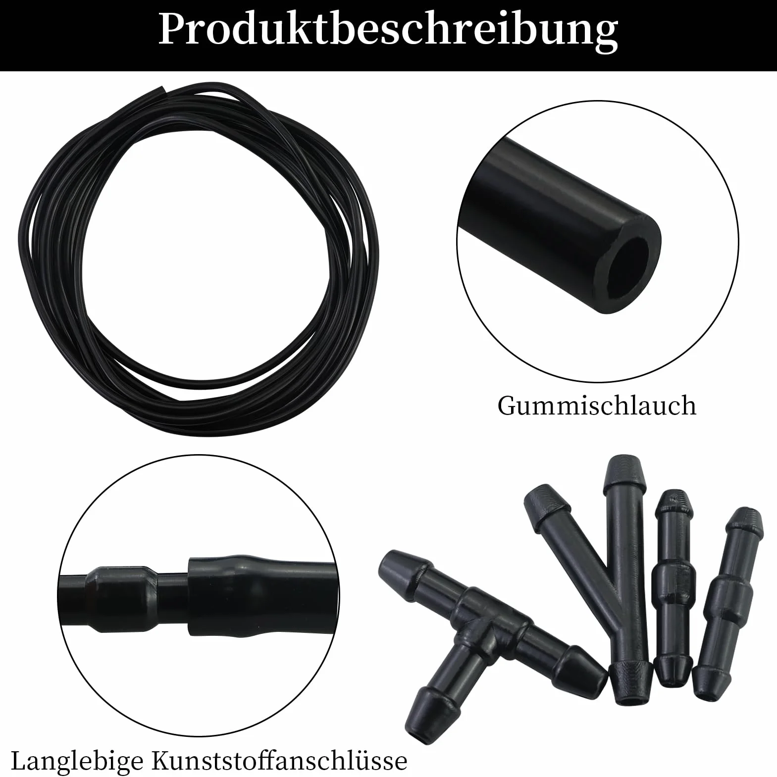 Tubo per lavavetri 5 m, 33 connettori, set riparazione auto, universale acqua pulizia