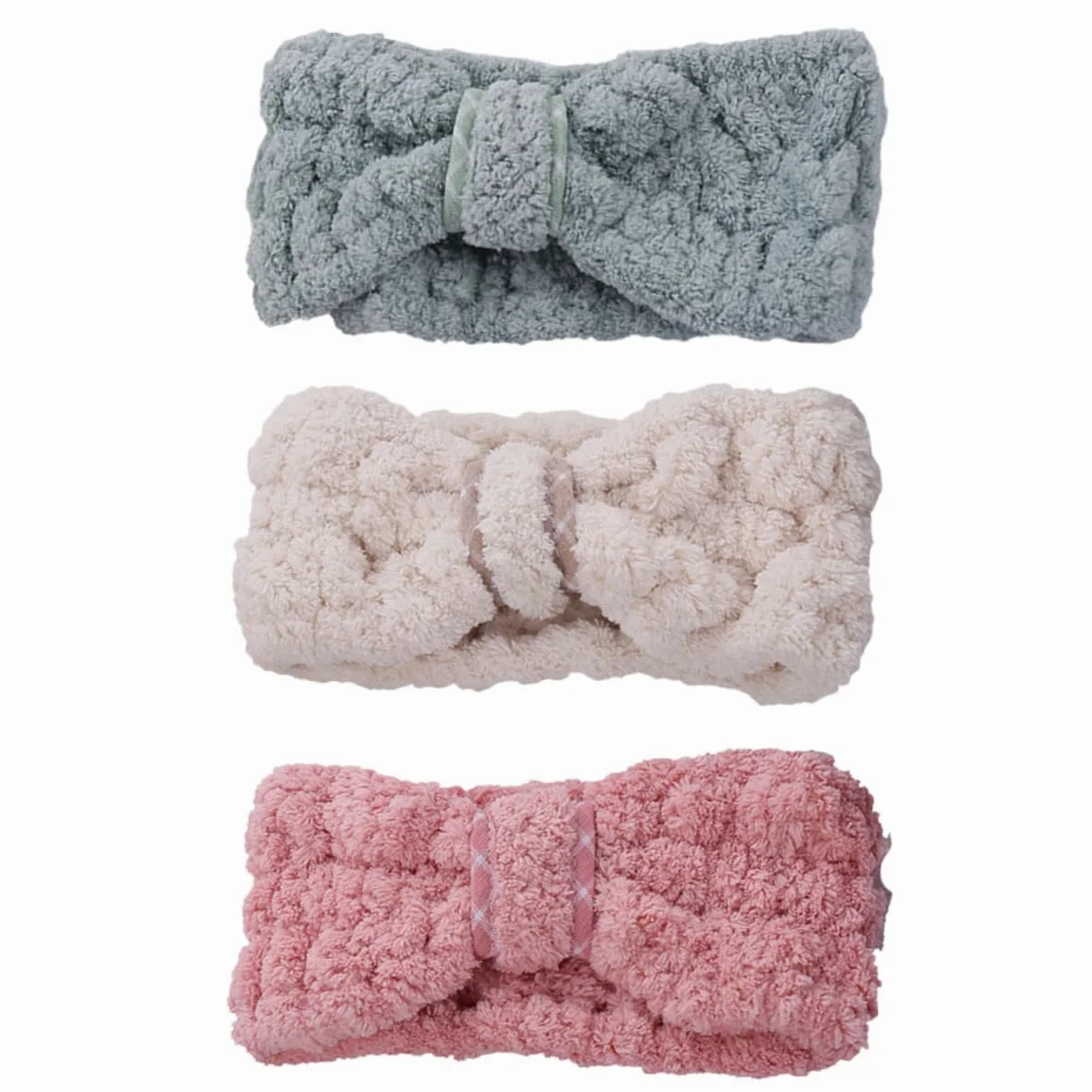 FRCOLOR 6pezzi Fasce Make-up Fleece Da Design Con Fiocco Fascia Elasticizzata Per Sport Doccia e Trucco Comfort e Stile Per Donne Colori Casual