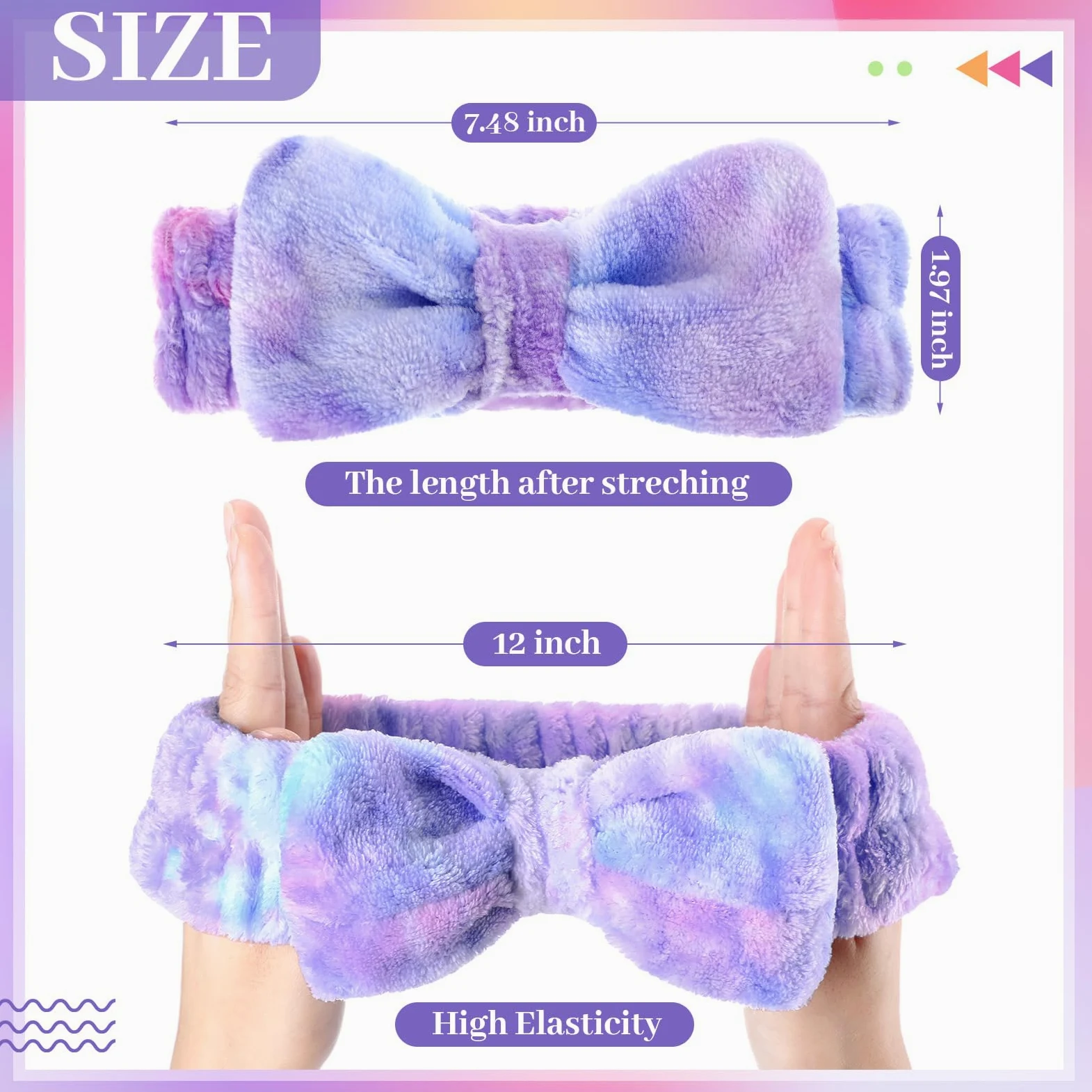 Riceshoot 24 fasce elastiche per la cura della pelle, in microfibra, per il lavaggio del viso, accessori per capelli, per donne e ragazze, regalo per doccia