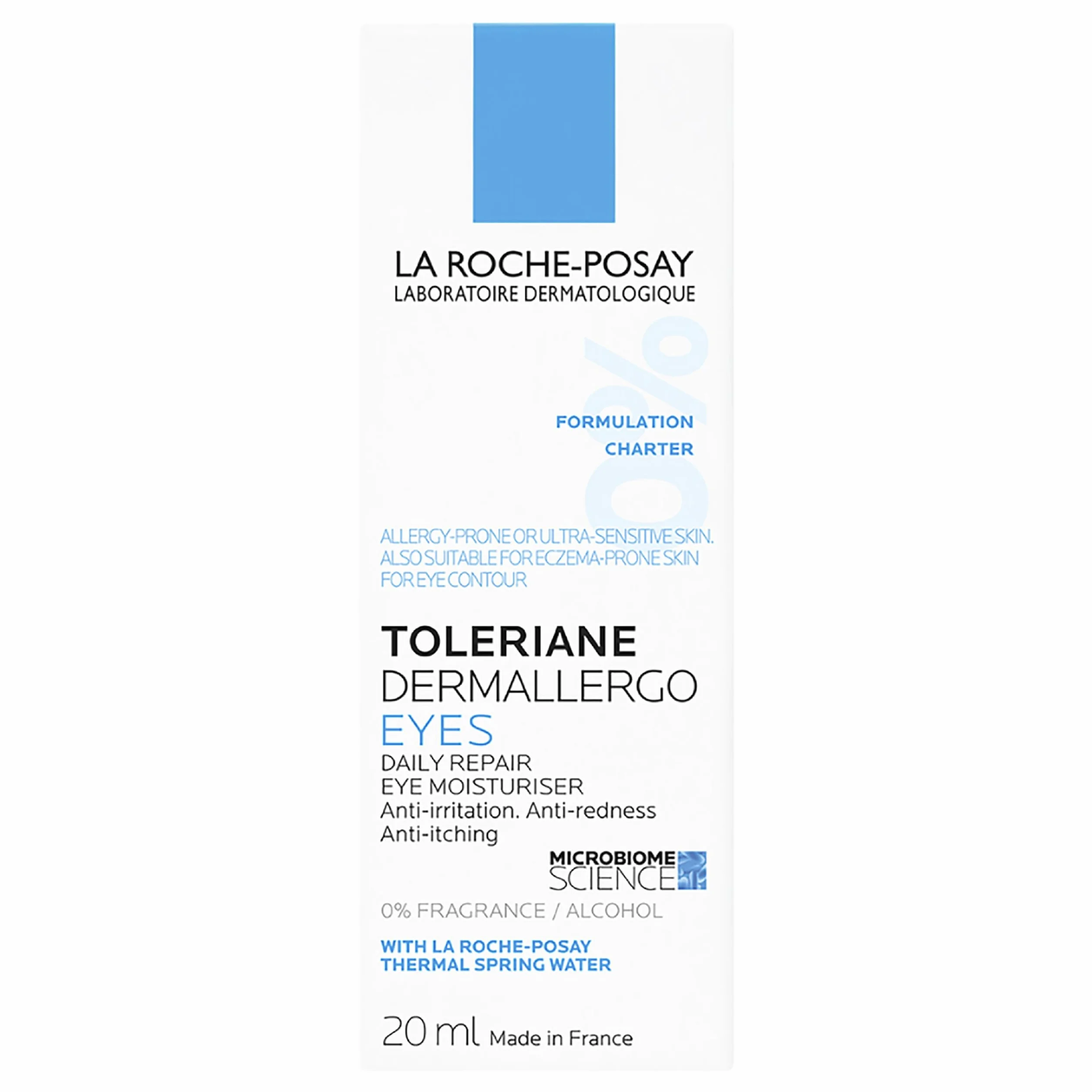 La Roche-Posay Toleriane Dermallergo, Trattamento Contorno Occhi Lenitivo, Per Pelle con Allergie, Idratante, Formula con Sphingobioma, Niacinamide, Neurosensine, Glicerina, Burro di Karité, 20ml