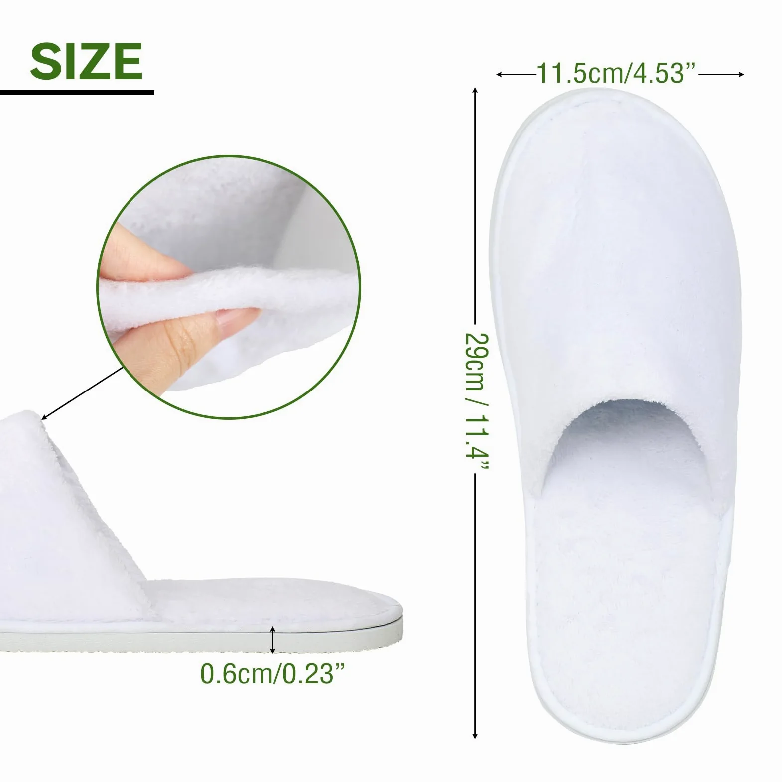 10 pantofole usa e getta, per hotel, unisex, per casa, viaggi, hotel o uso commerciale, bianco, Large Wide Women/Large Wide Men